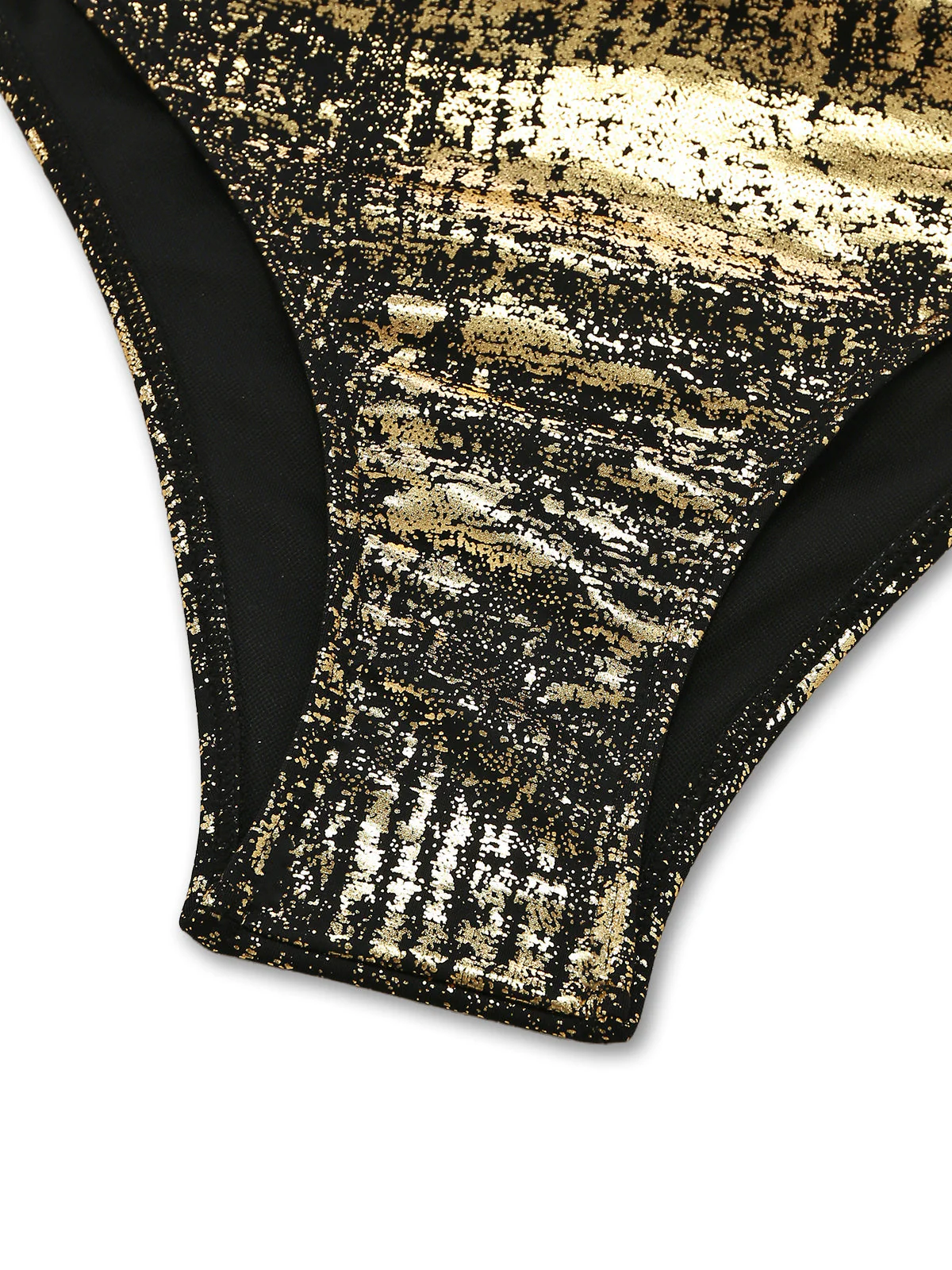Gold 70er Badeanzug mit Distressed-Metallic und tiefem V-Ausschnitt - Image 6