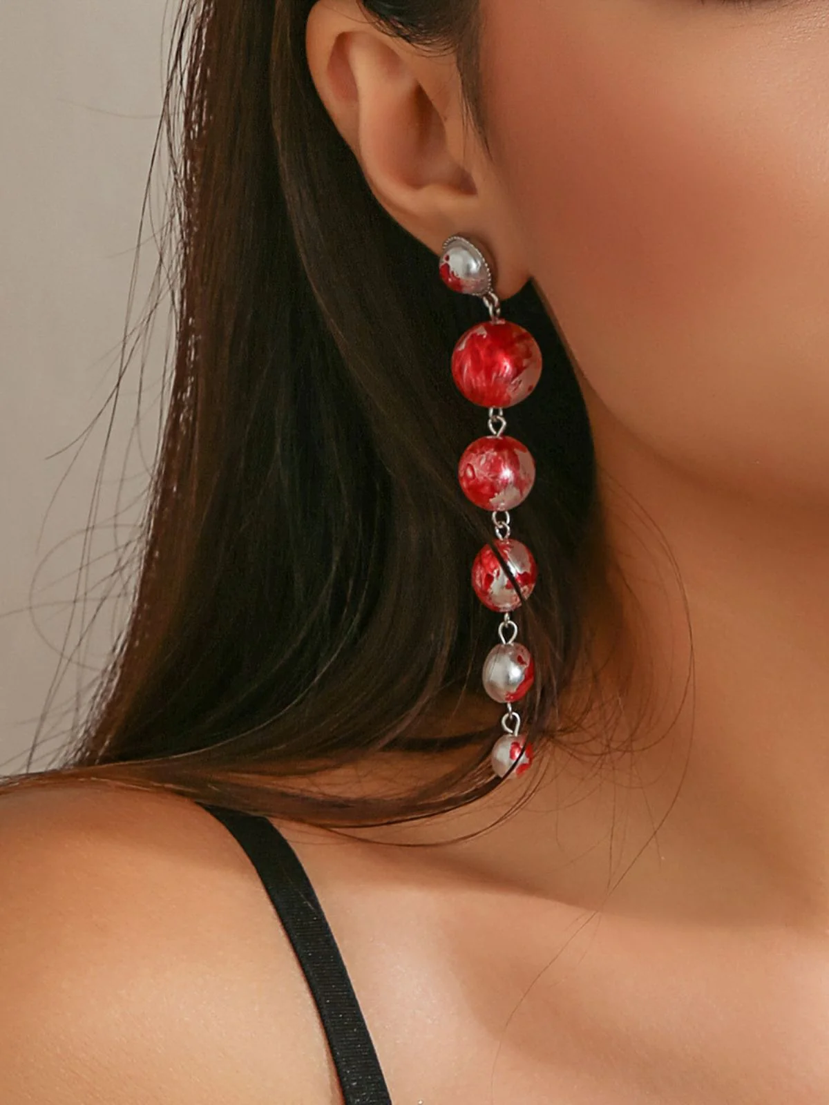 Gothic Blut Perle Quaste Ohrringe - Image 7