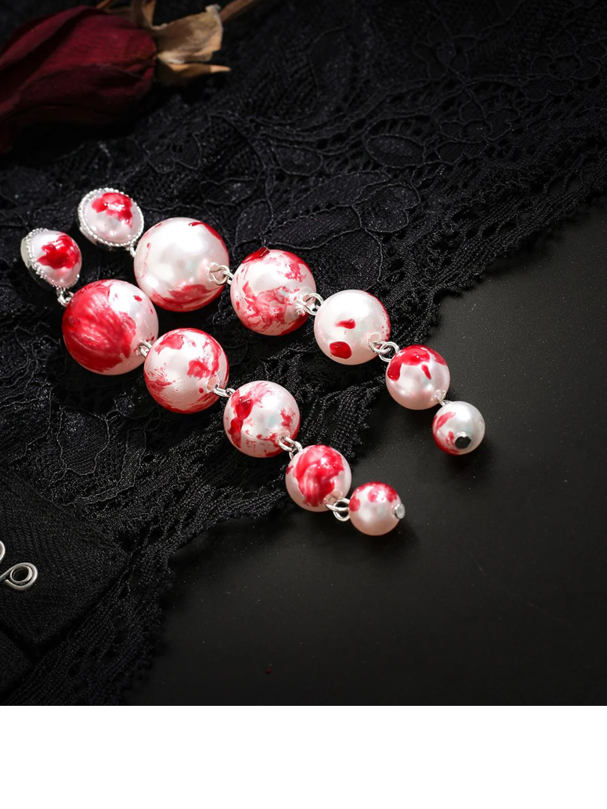 Gothic Blut Perle Quaste Ohrringe - Image 8