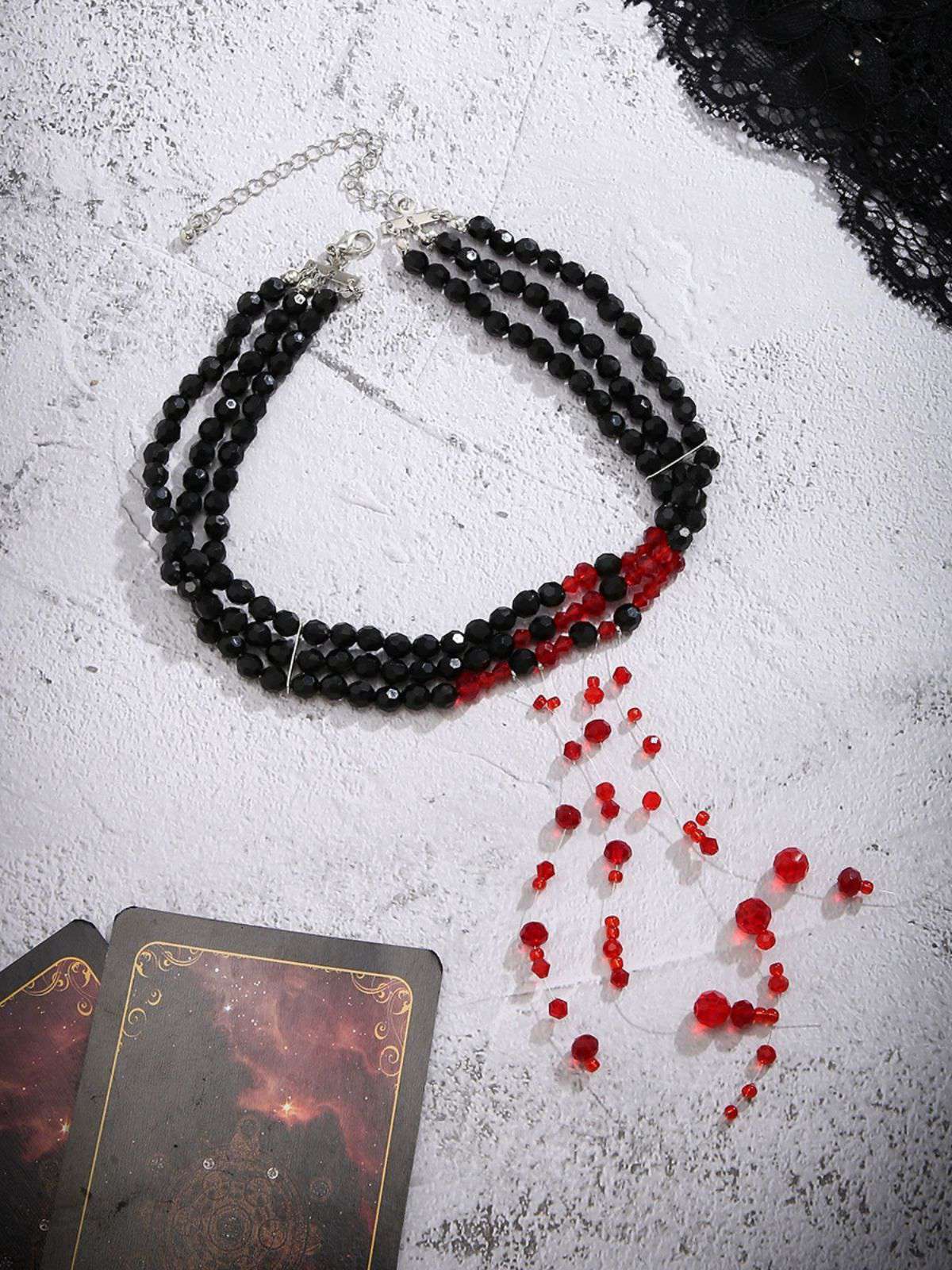 Gothic Mehrschichtig Beaded Blutstropfen Anhänger Halskette - Image 5