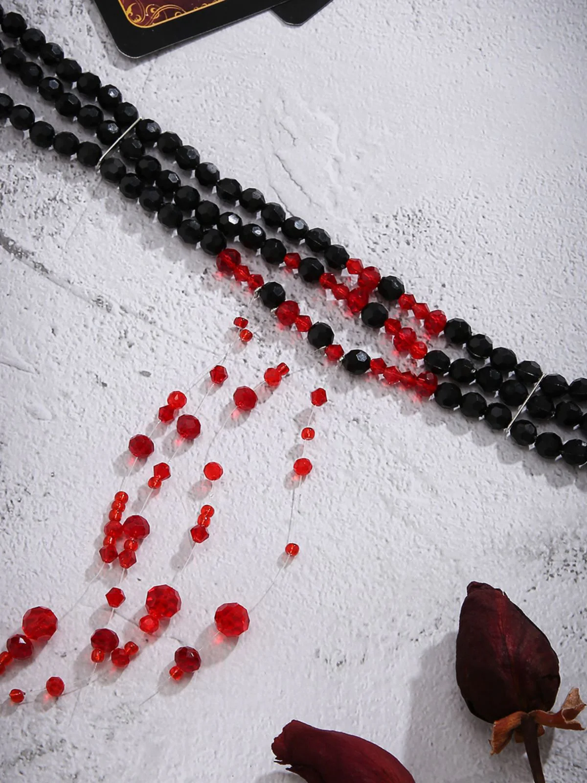 Gothic Mehrschichtig Beaded Blutstropfen Anhänger Halskette - Image 7