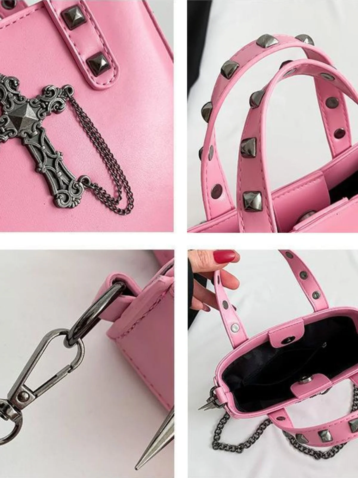 Gothic PU Leder Punk Nieten Handtasche - Image 6