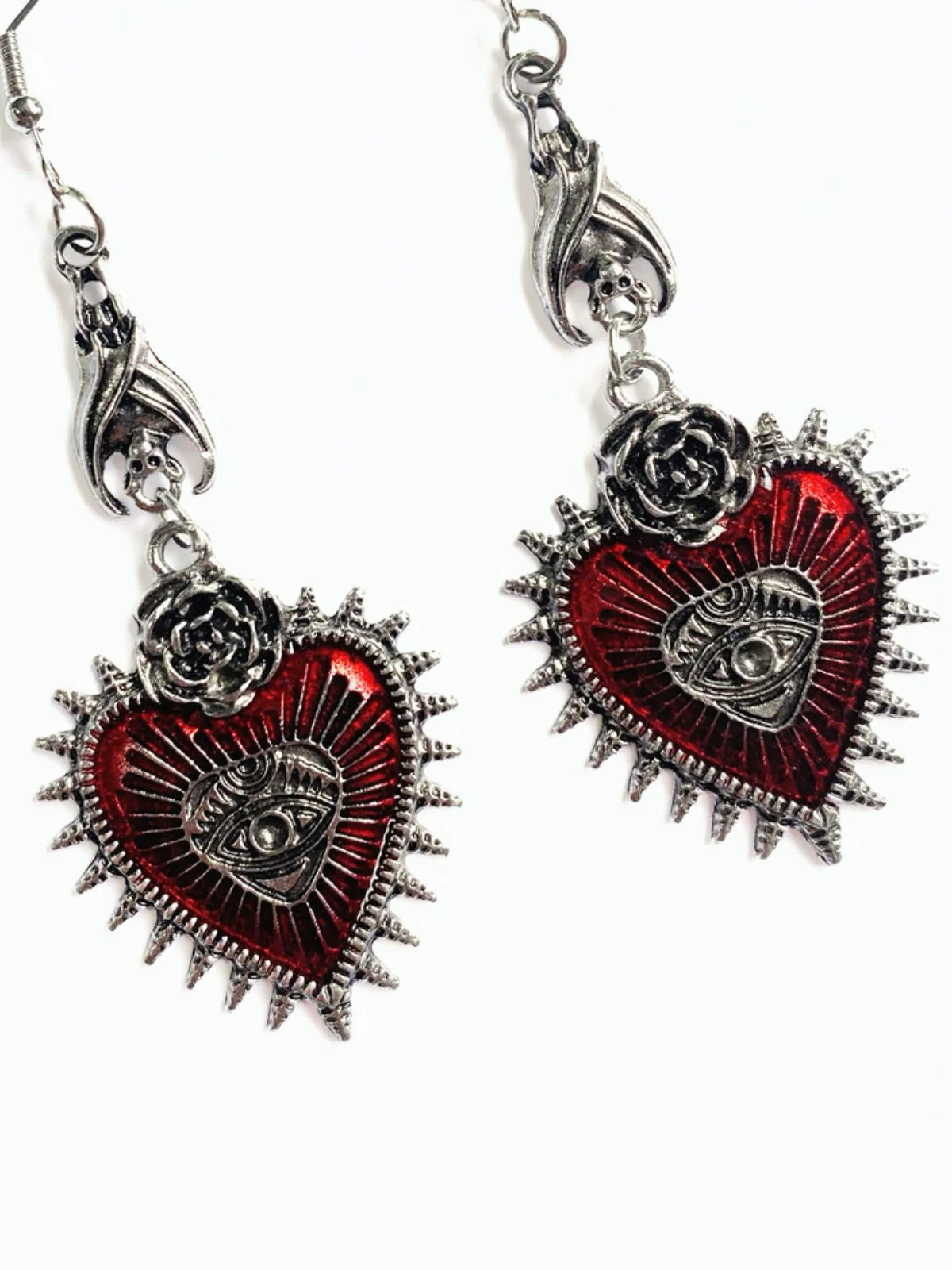 Gothic Rose Herz Auge Ohrringe - Image 2