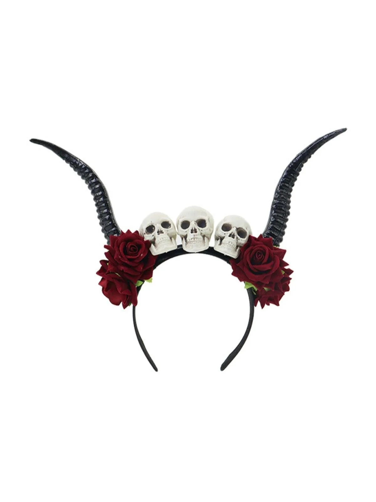 Gothic Schädel Rose Dämonenhorn Stirnband - Image 2
