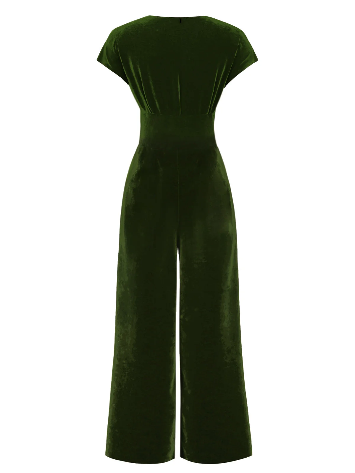 Grün 1930er V-Ausschnitt Samt Solide Jumpsuit - Image 3