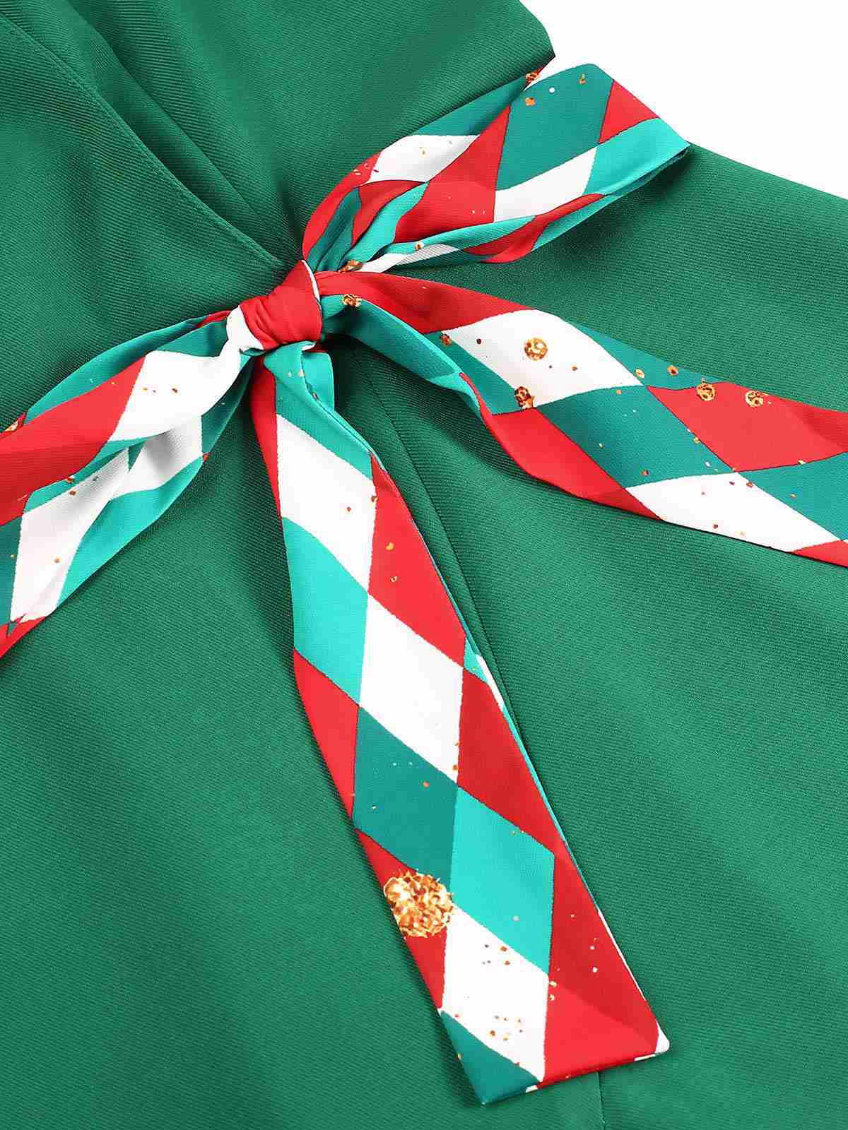 Grün 1940er Bunt Plaid Gekerbter Kragen Kleid - Image 6