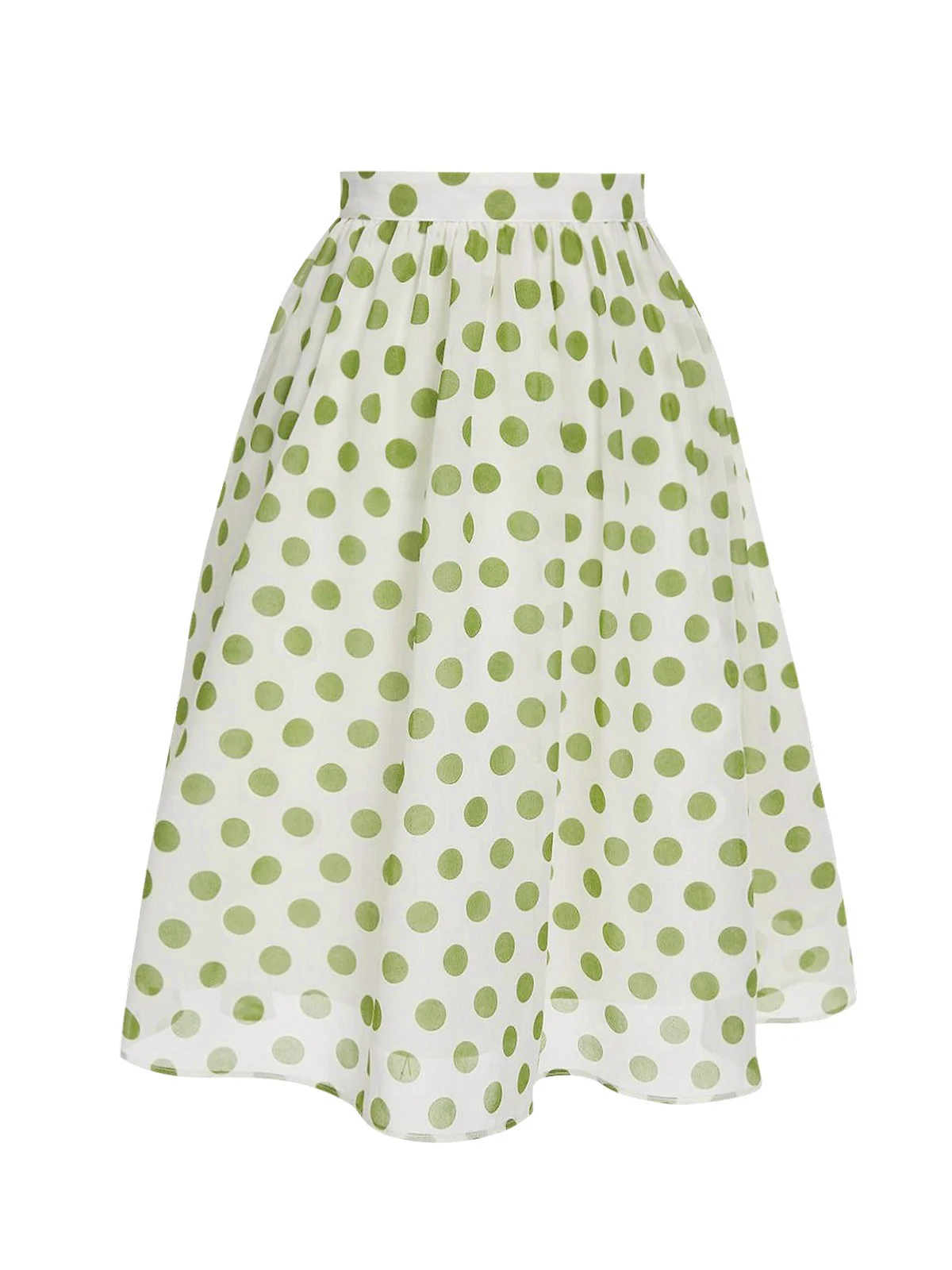 Grün 1940er Chiffon Polka Dots Rock - Image 2