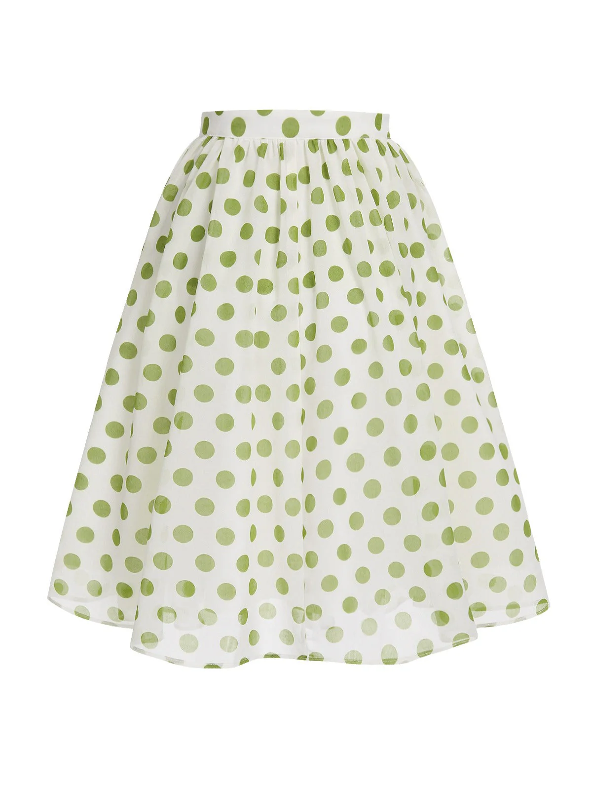Grün 1940er Chiffon Polka Dots Rock - Image 3