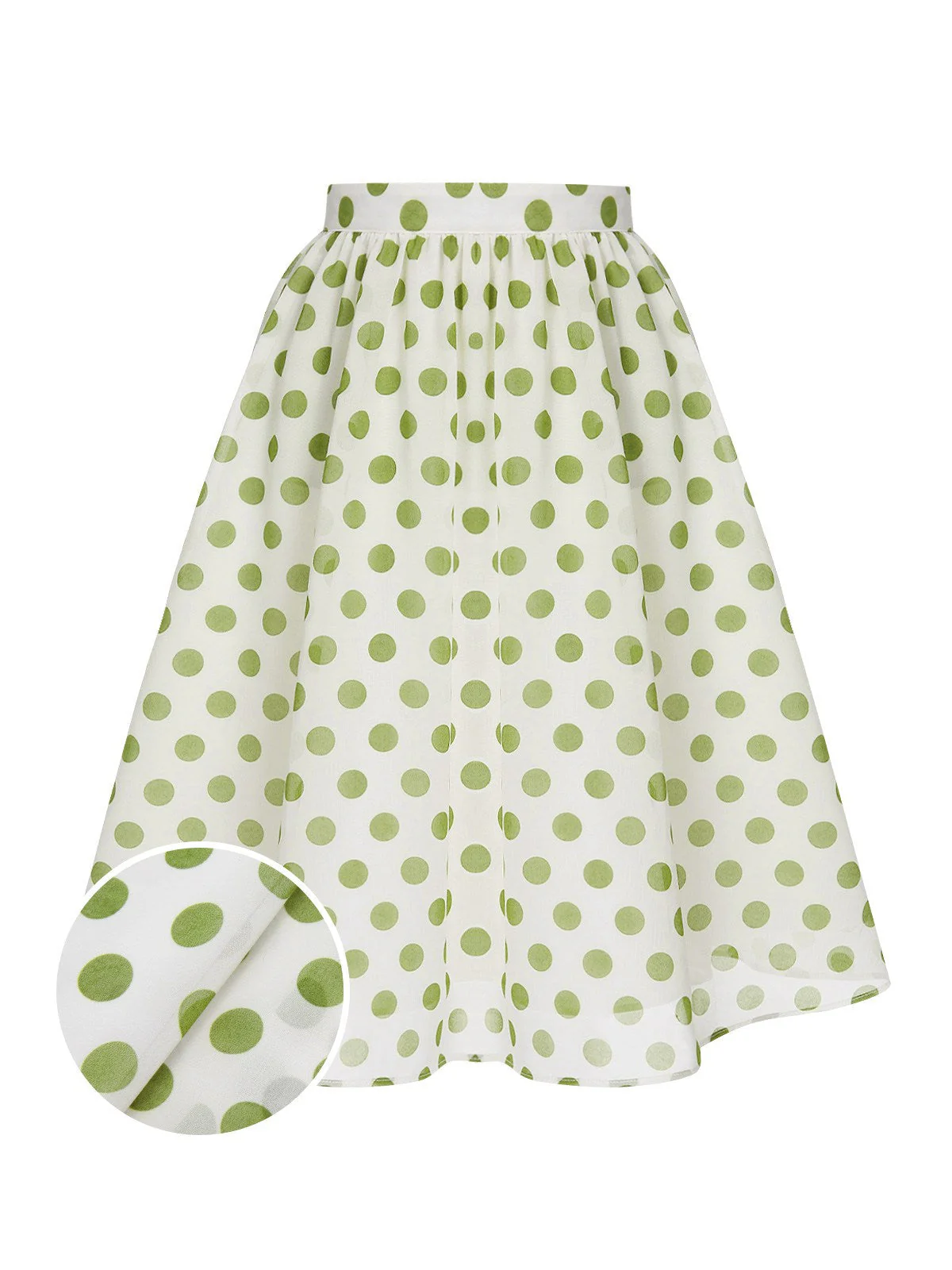 Grün 1940er Chiffon Polka Dots Rock - Image 7
