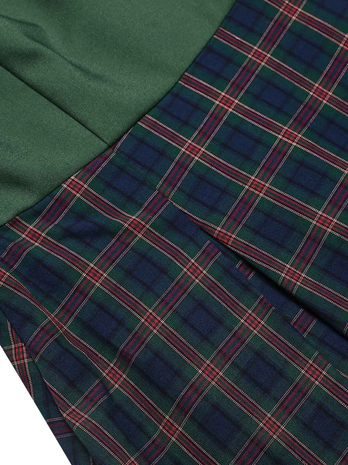 Grün 1940er Plaids Patchwork Ärmellos Kleid - Image 6