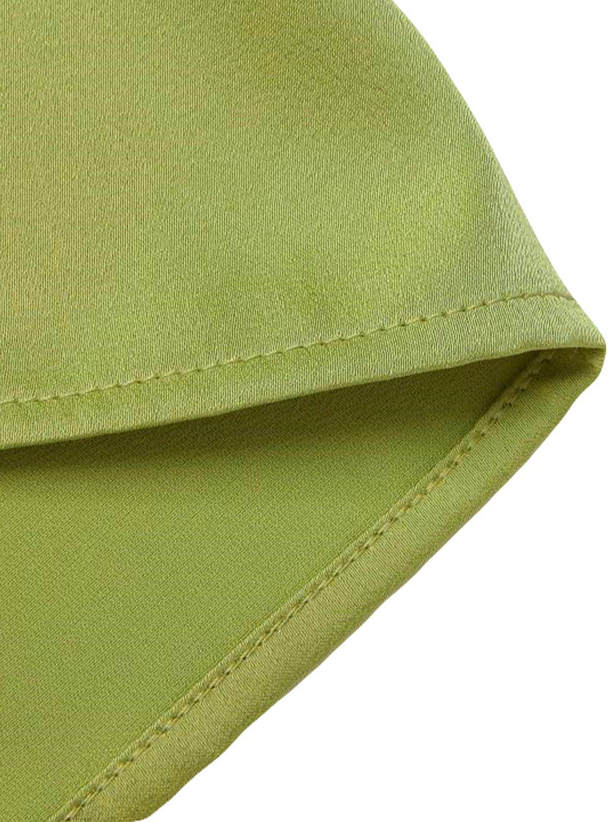 Grün 1940er Satin V-Ausschnitt Hemd mit Knöpfen - Image 7