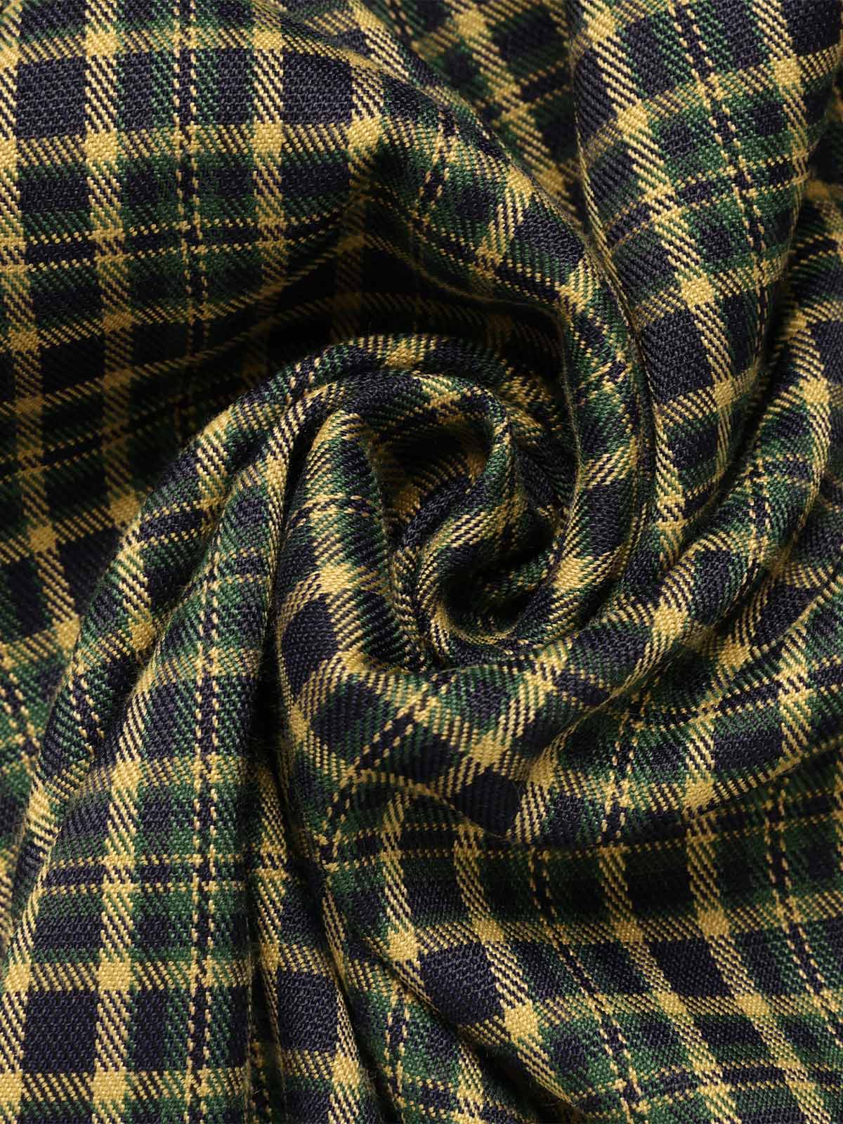 Grün 1950er Plaid Patchwork Revers Kleid - Image 7