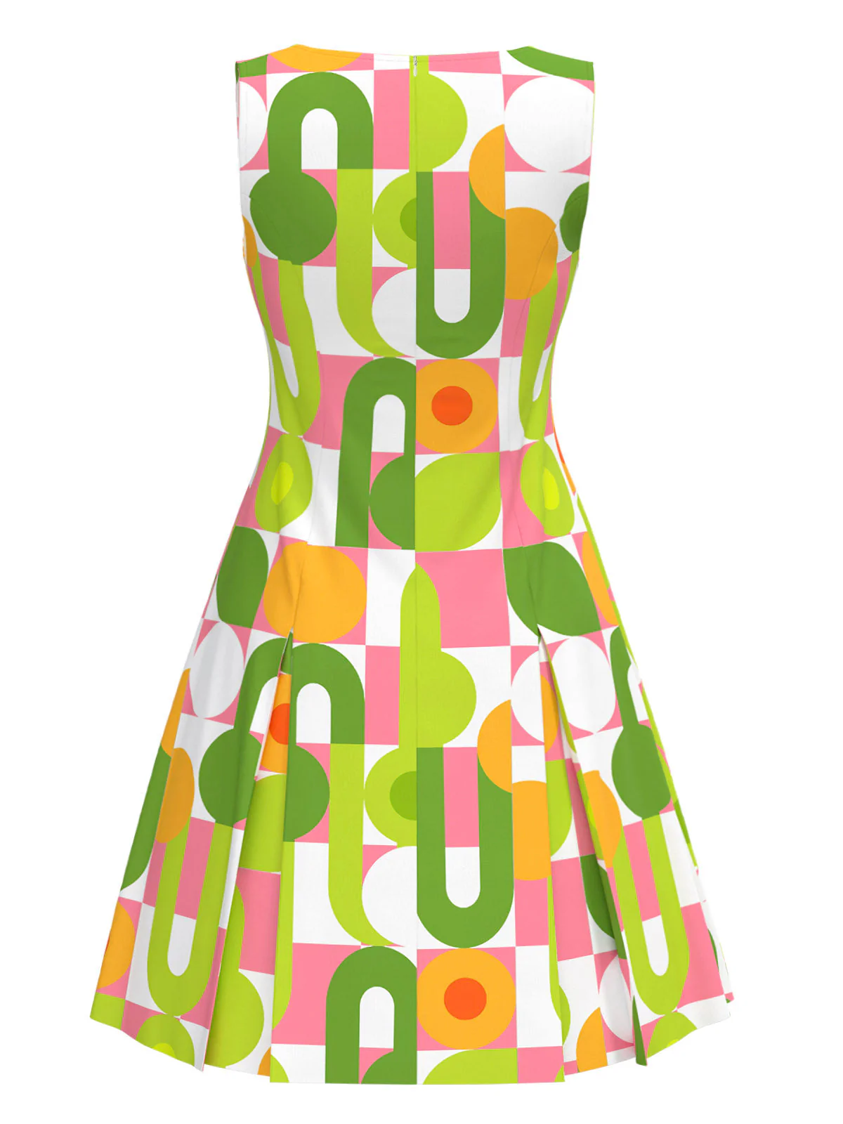 Grün 1960er Geometrischer Rundhals Shift Kleid - Image 3