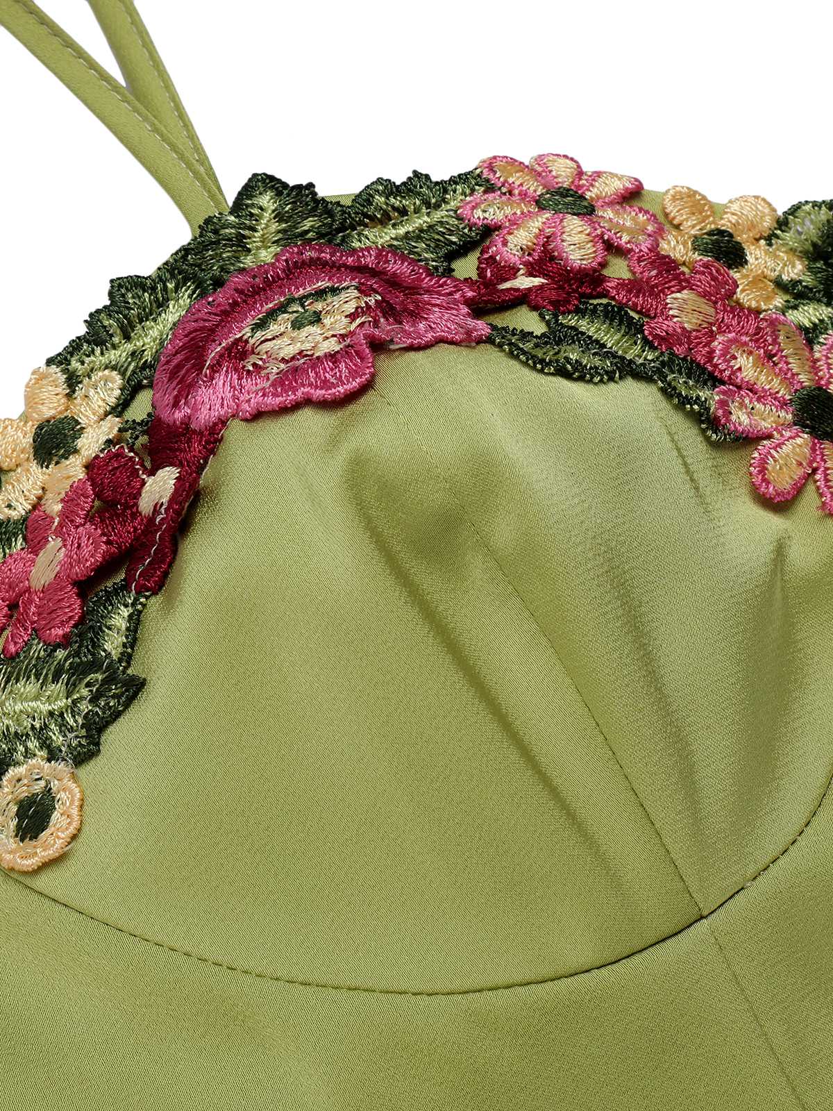 Grün 1960er Spaghetti Träger 3D-Blumenkleid - Image 5