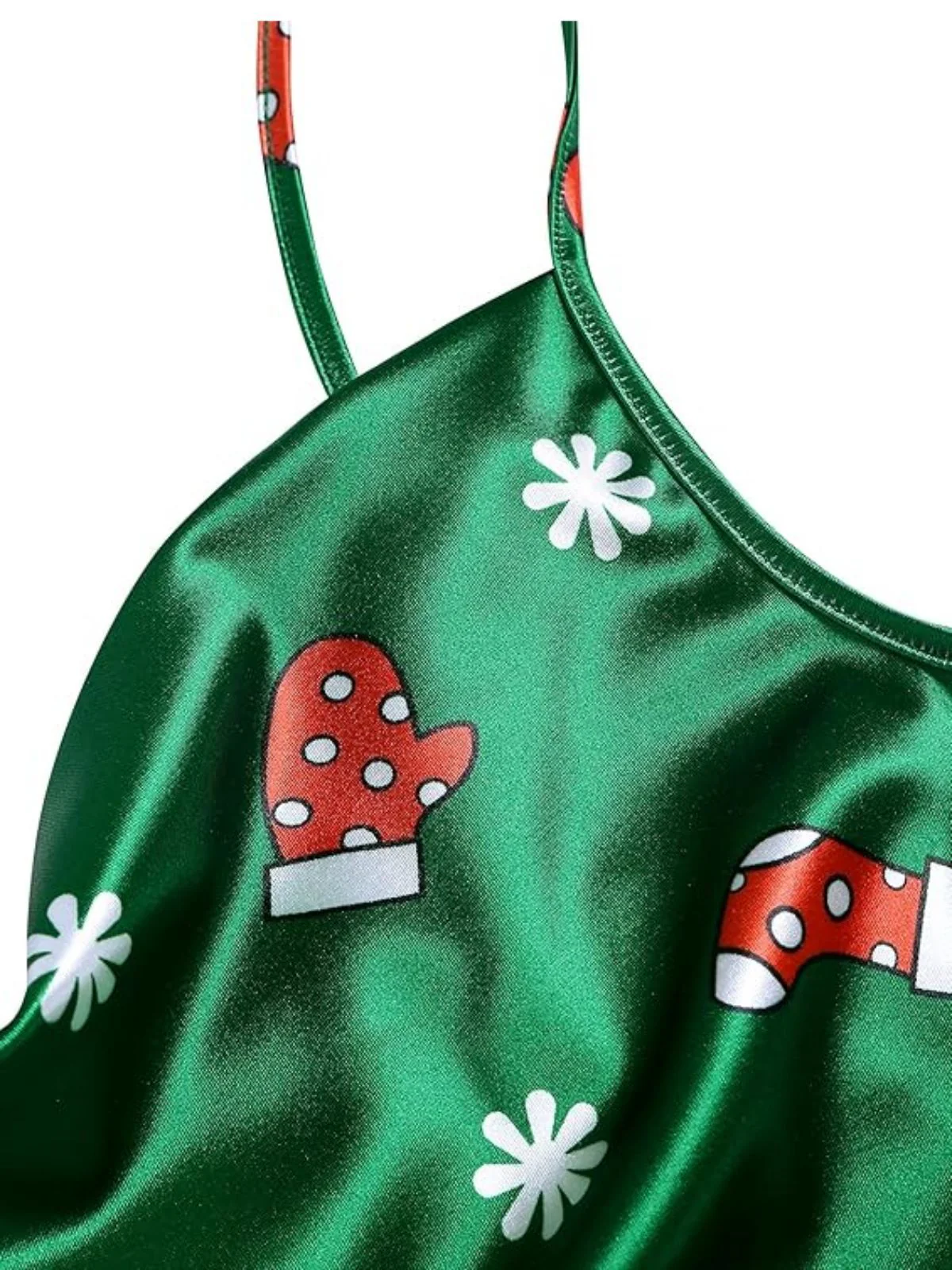 Grün 1960er Weihnachten Wasserfallausschnitt Slip Kleid - Image 4