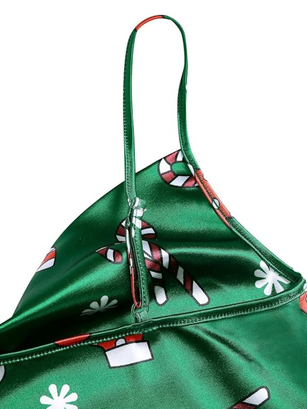 Grün 1960er Weihnachten Wasserfallausschnitt Slip Kleid - Image 5