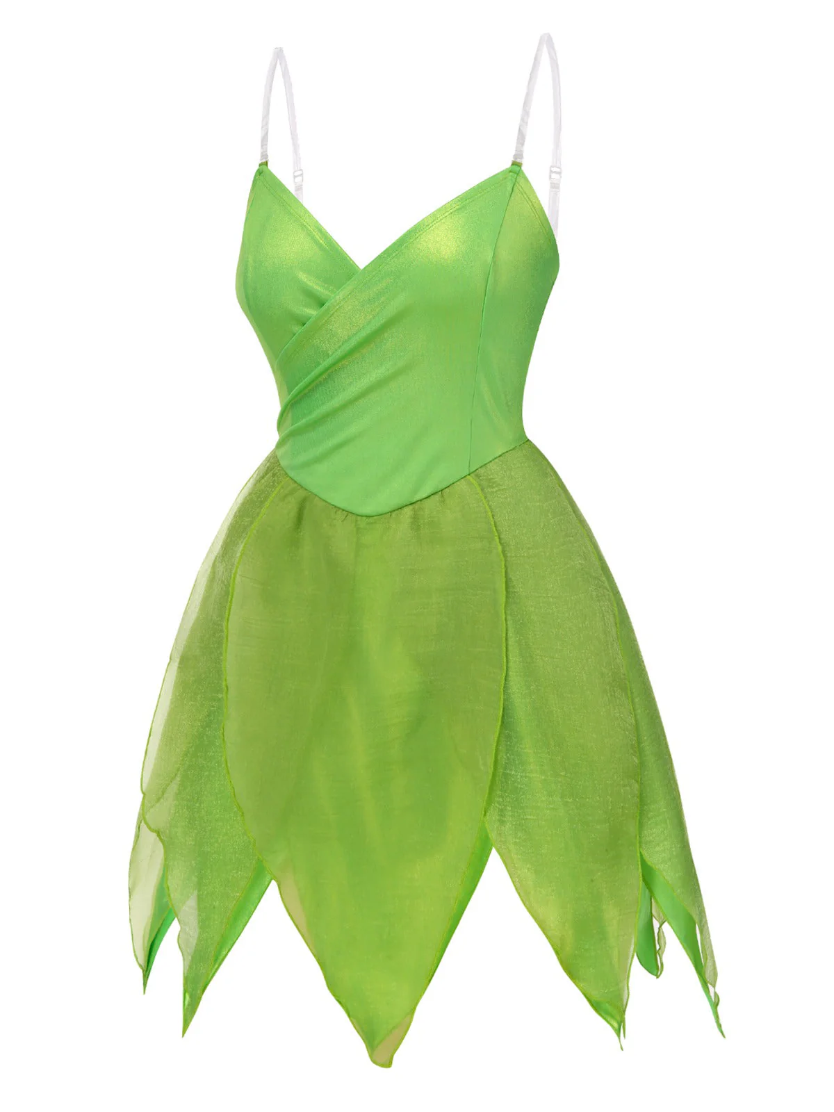 Grün 1970er Tinkerbell Elf Blütenblatt Saum Mini Kleid - Image 5