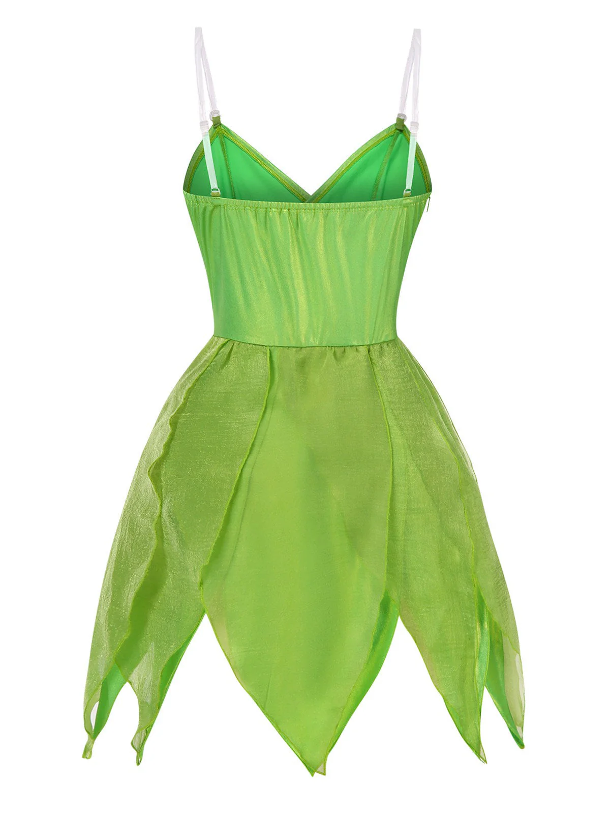 Grün 1970er Tinkerbell Elf Blütenblatt Saum Mini Kleid - Image 6