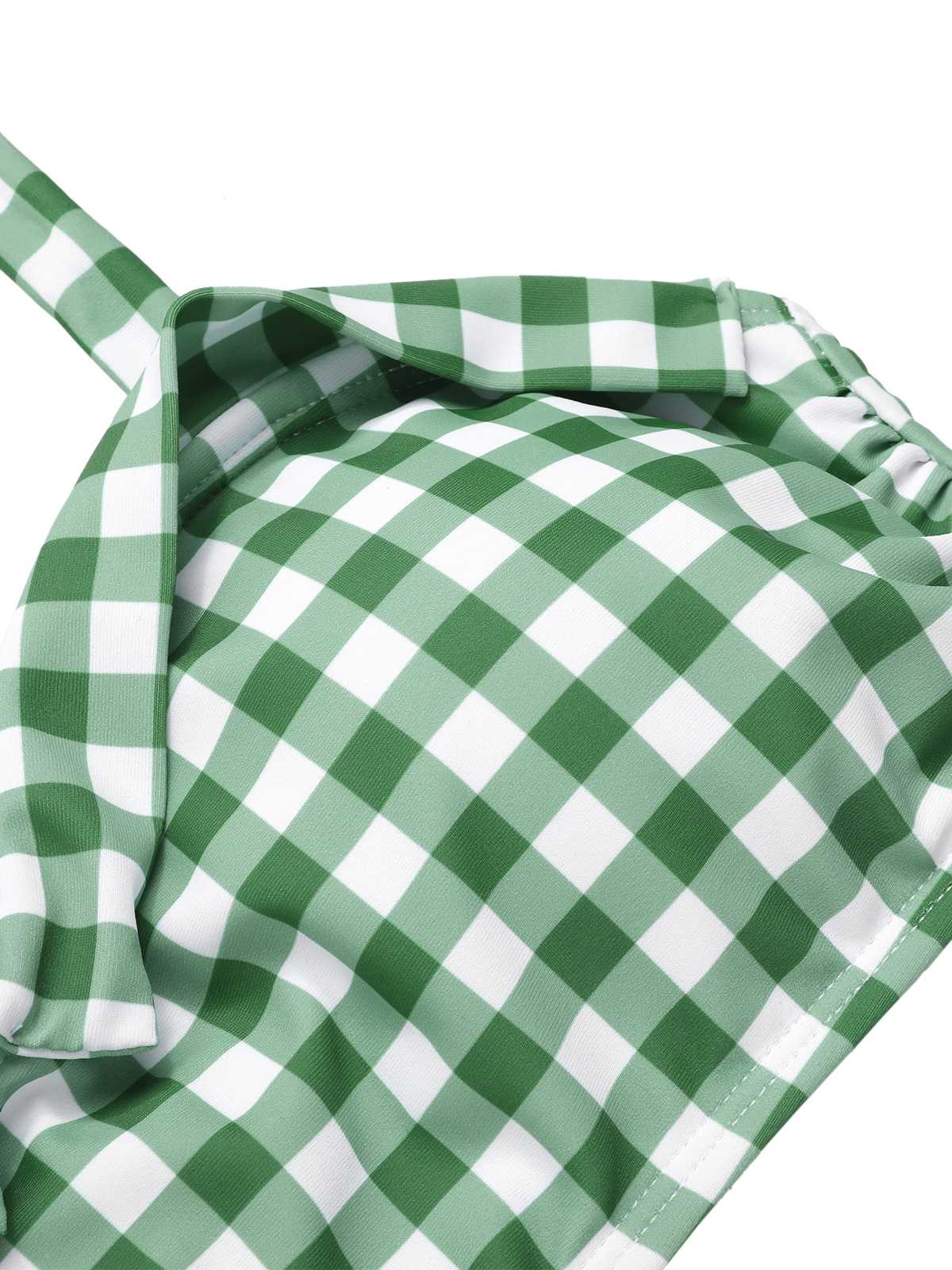 Grün Grau 1940er Halter Plaids Bikini Set - Image 5