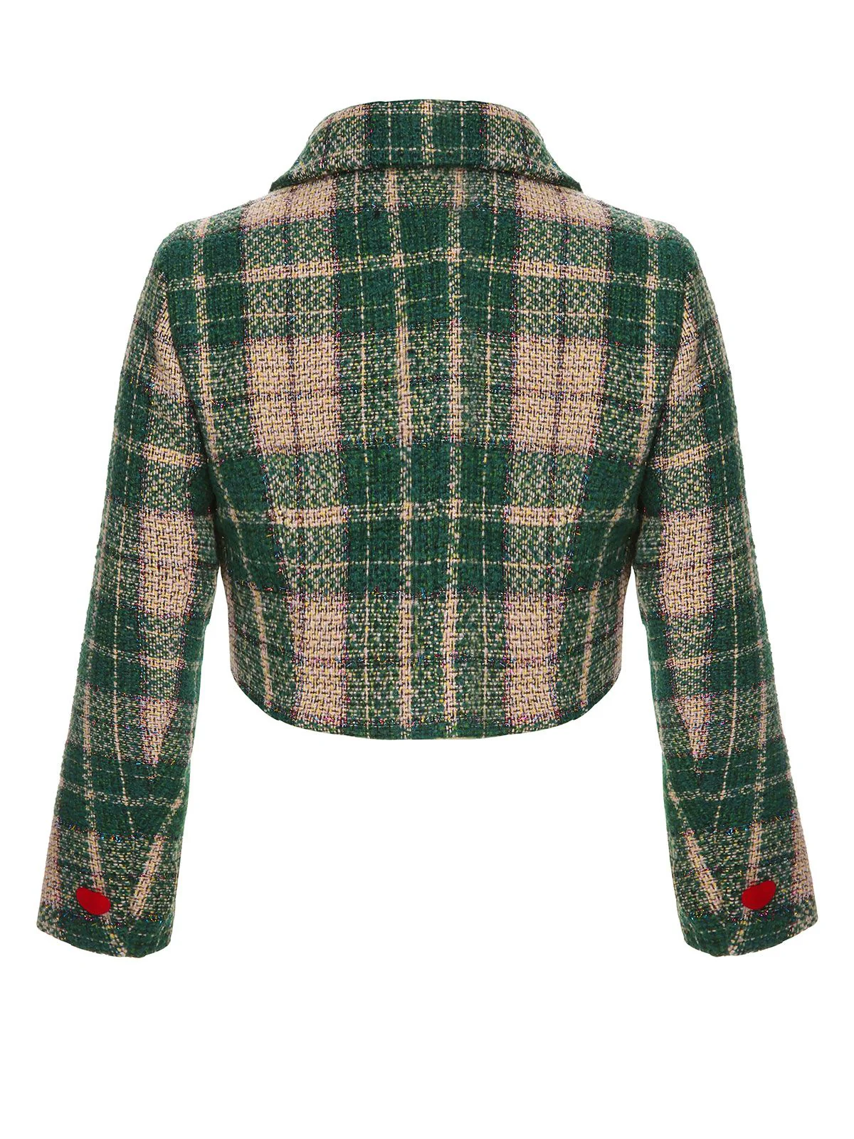 Grün 1950er Revers Schottisches Plaid Kurze Jacke - Image 5