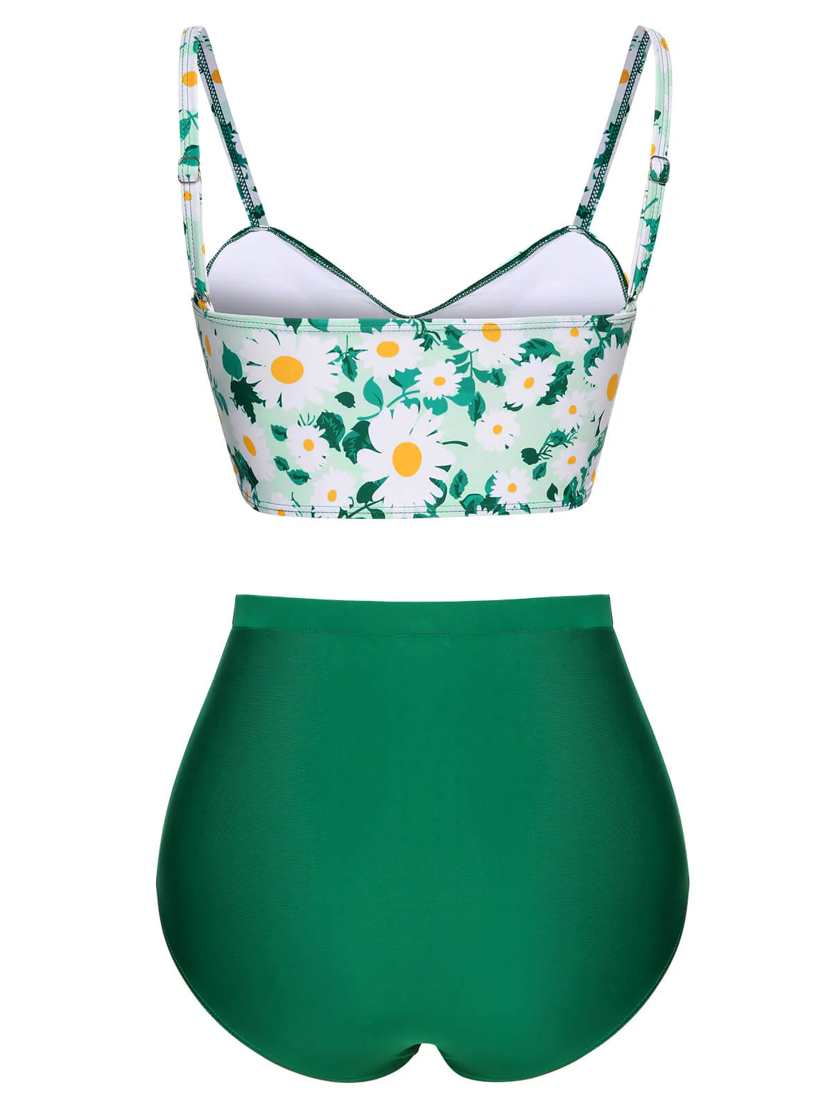 Grüner 1950er Daisy Strap Plissee Badeanzug - Image 4