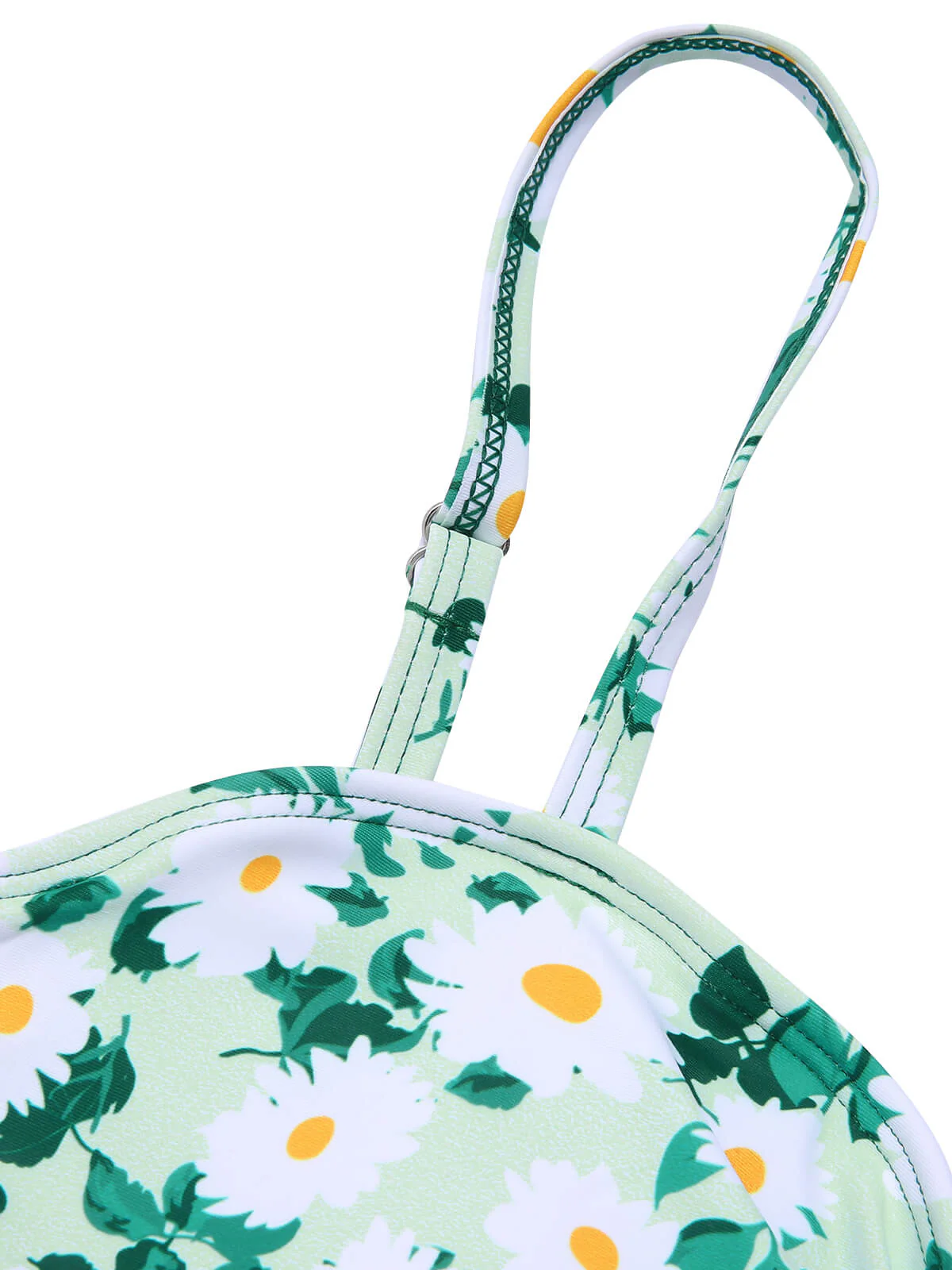 Grüner 1950er Daisy Strap Plissee Badeanzug - Image 6