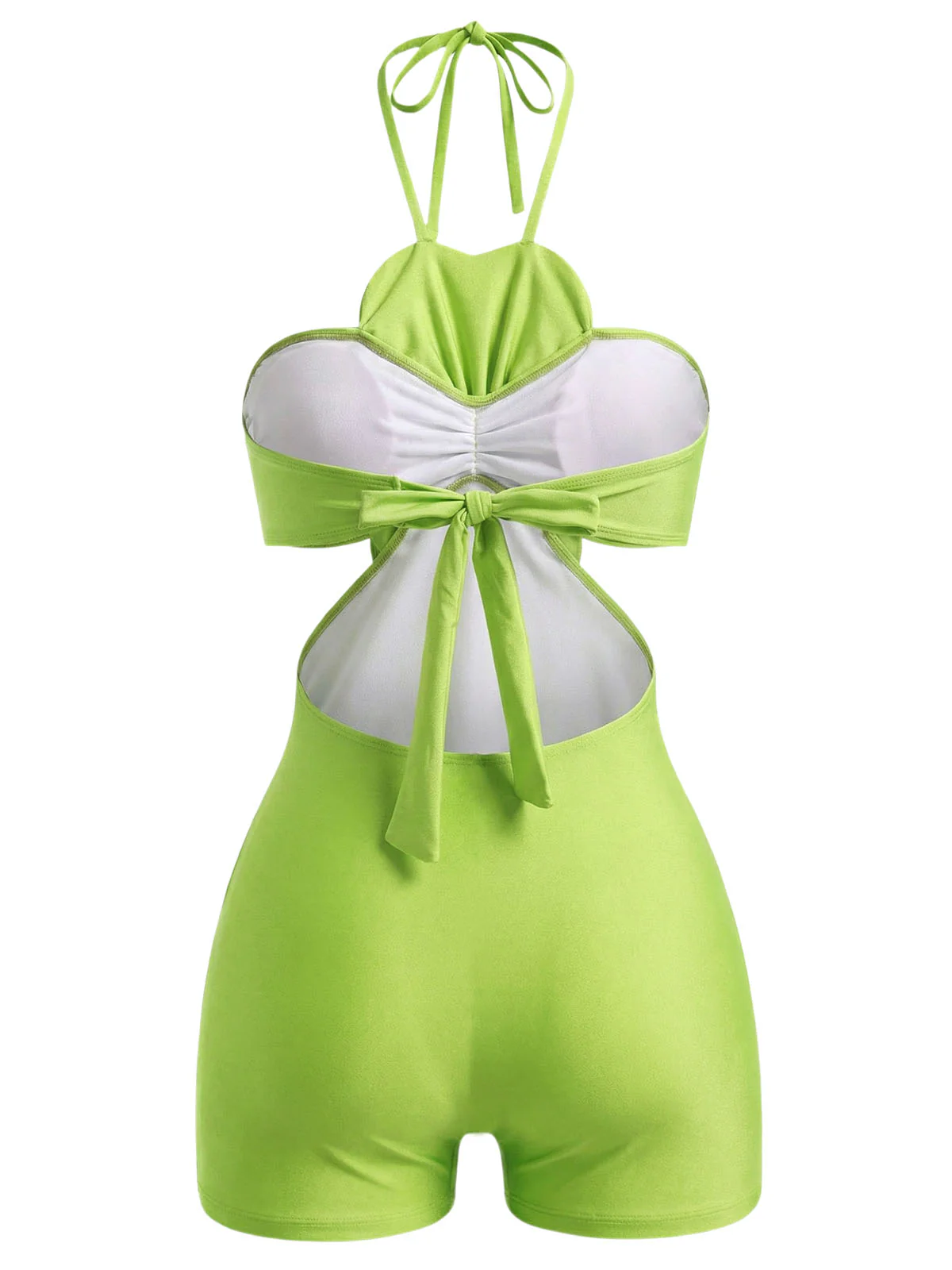 [Vorverkauf] Grüner 60er Badeanzug mit Blumen und Neckholder - Image 4