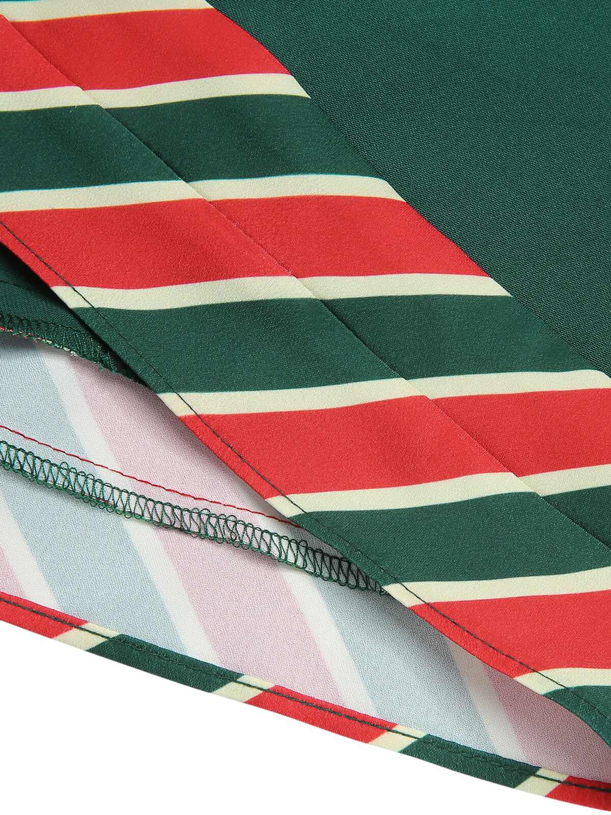 Grünes 1940er Streifen Patchwork Kleid mit Gürtel - Image 6