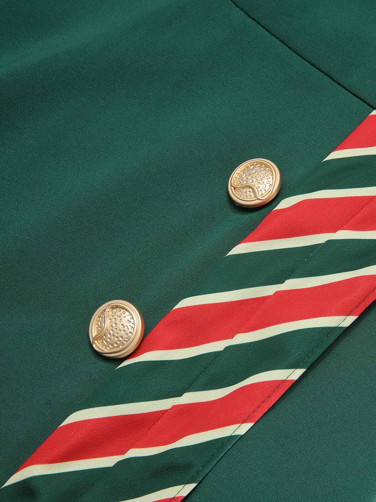 Grünes 1940er Streifen Patchwork Kleid mit Gürtel - Image 7