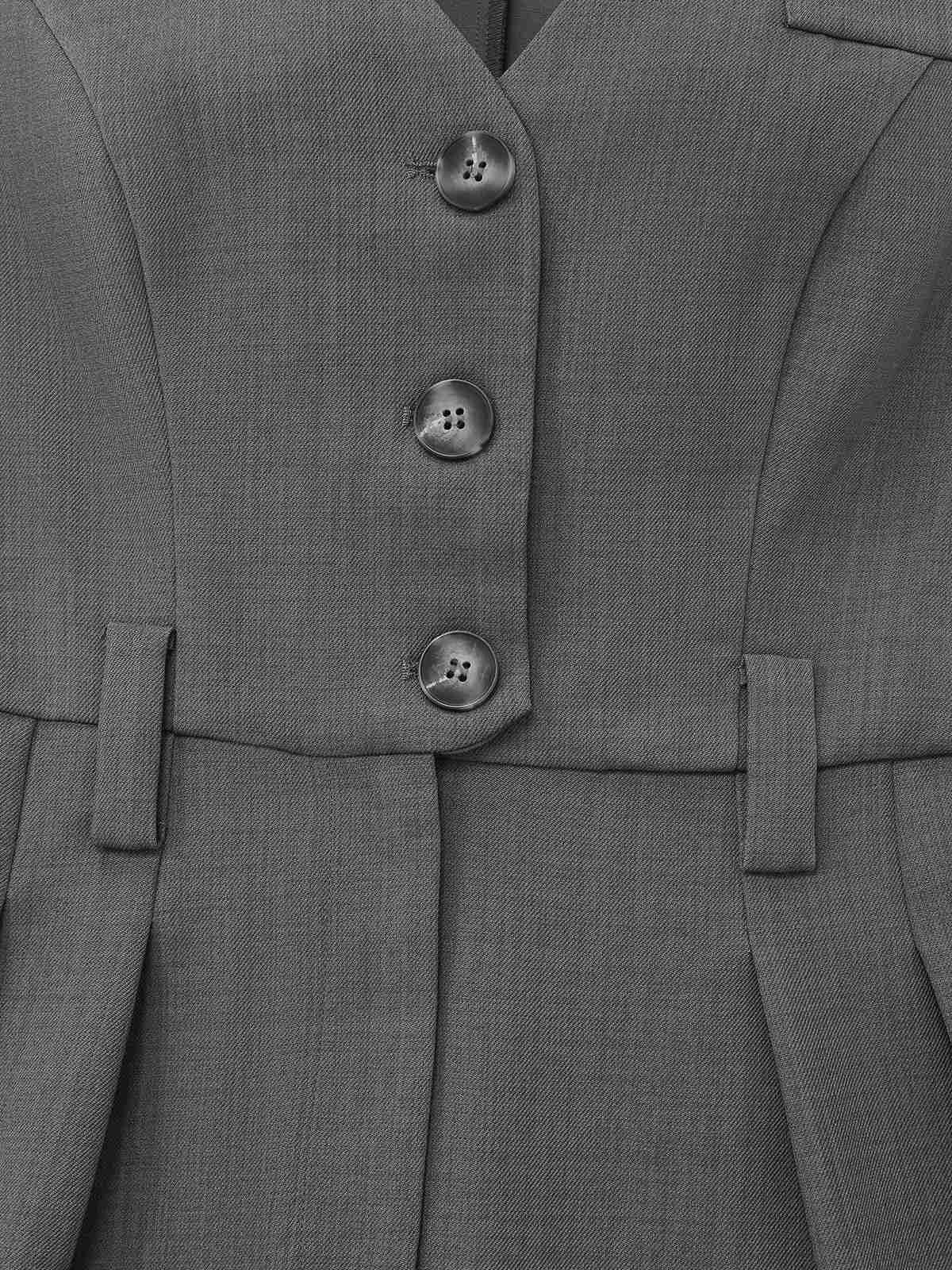 Grau 1930er Solide Ärmellos Büro Gürtel Jumpsuit - Image 4