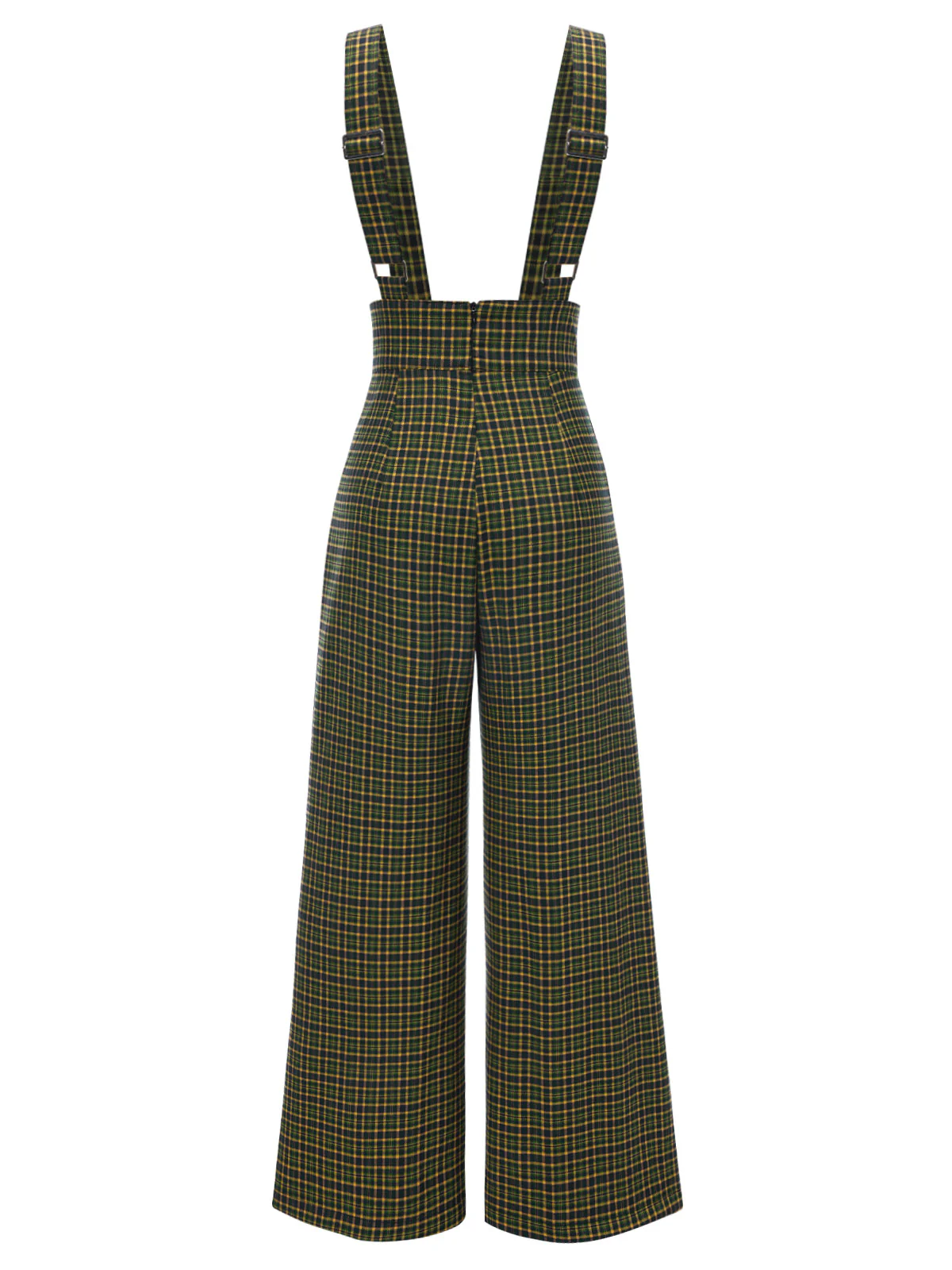 Grau 1940er Glen Plaid Geknöpft Overall Hose - Image 11