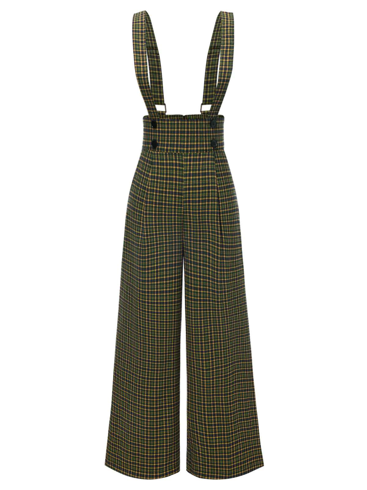 Grau 1940er Glen Plaid Geknöpft Overall Hose - Image 9