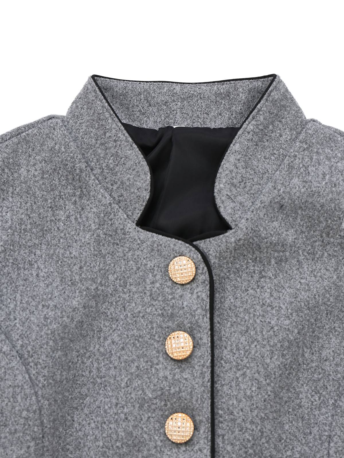 Grau 1940er Kunstwolle Stehkragen Tasten Jacke - Image 4