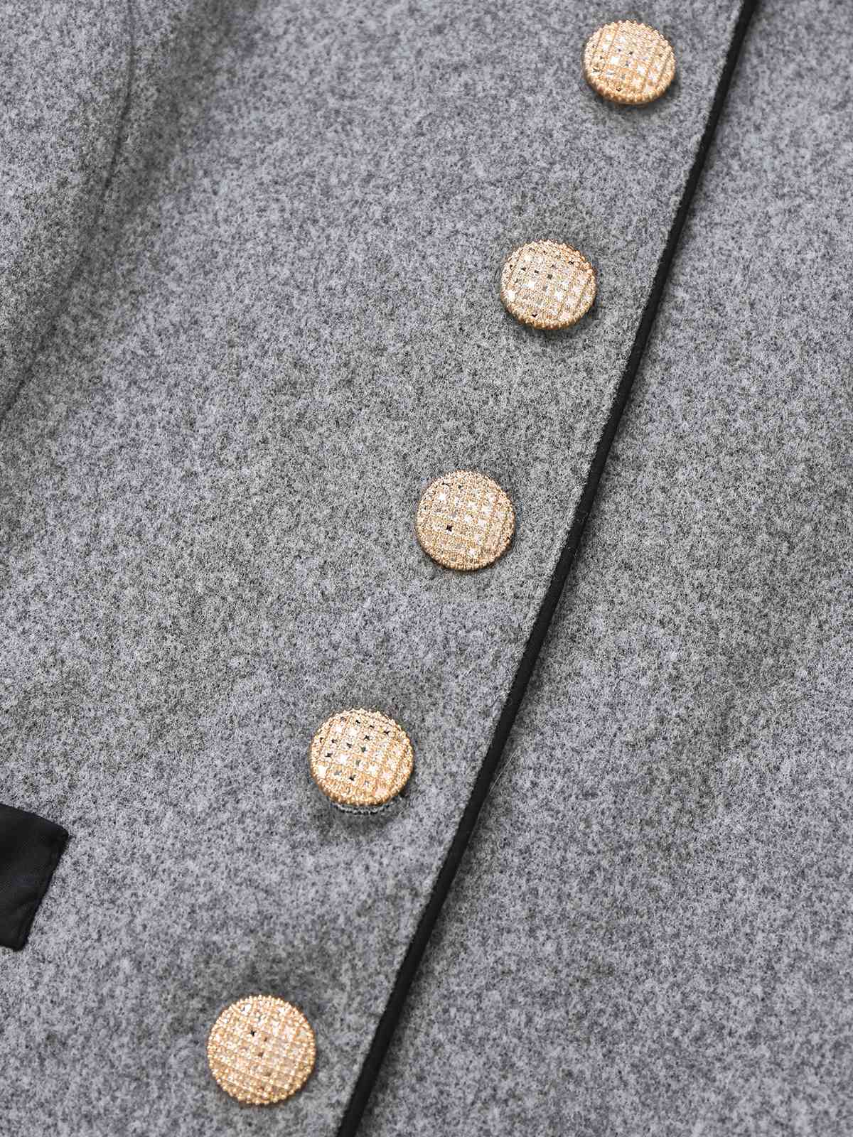 Grau 1940er Kunstwolle Stehkragen Tasten Jacke - Image 5