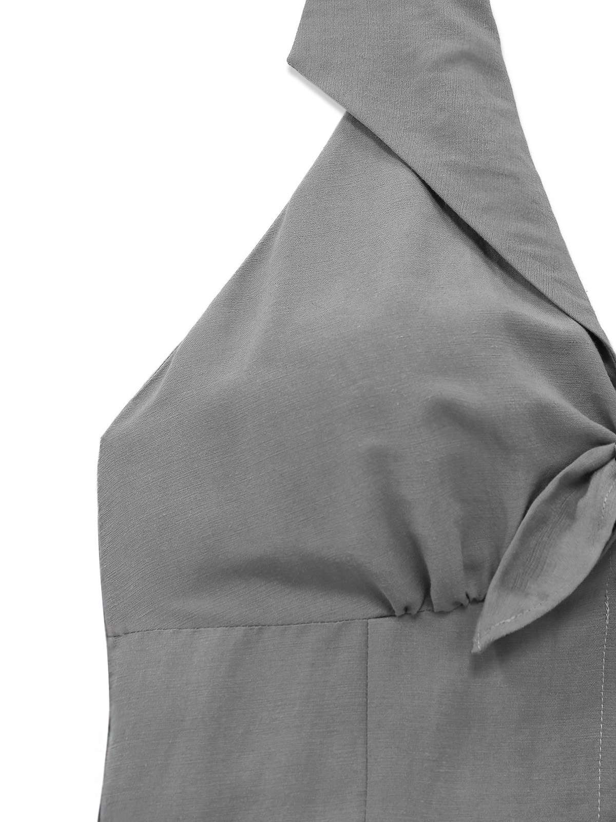 [Vorverkauf] Grau 1950er Halter V-Ausschnitt Swing Kleid - Image 6