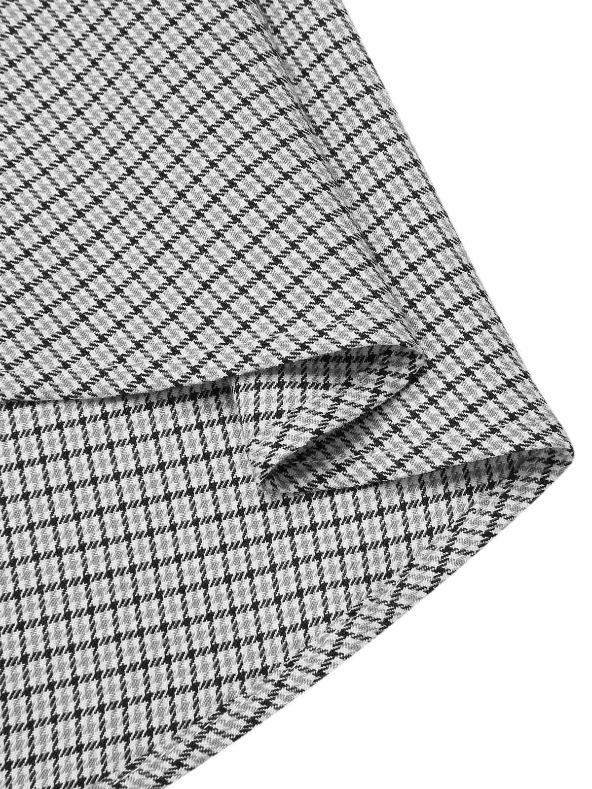 Grau 1950er Hohe-Taille Plaids Tasten Rock - Image 7