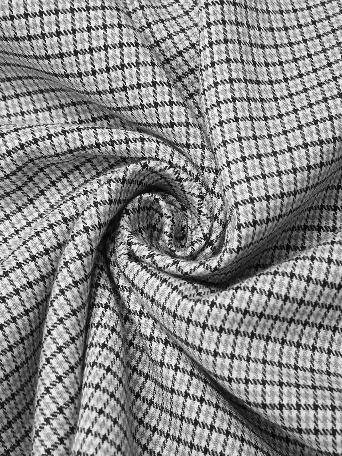 Grau 1950er Hohe-Taille Plaids Tasten Rock - Image 8