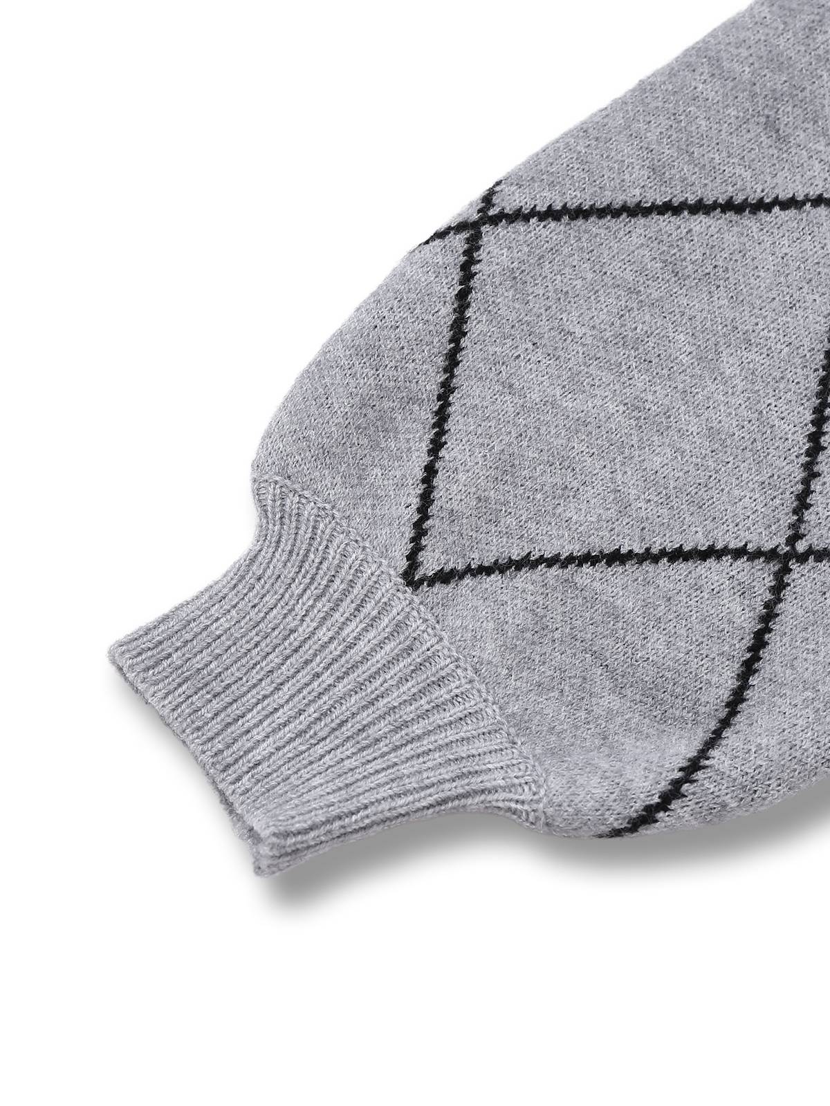Grau 1950er Rundhals Bogen Pullover - Image 5