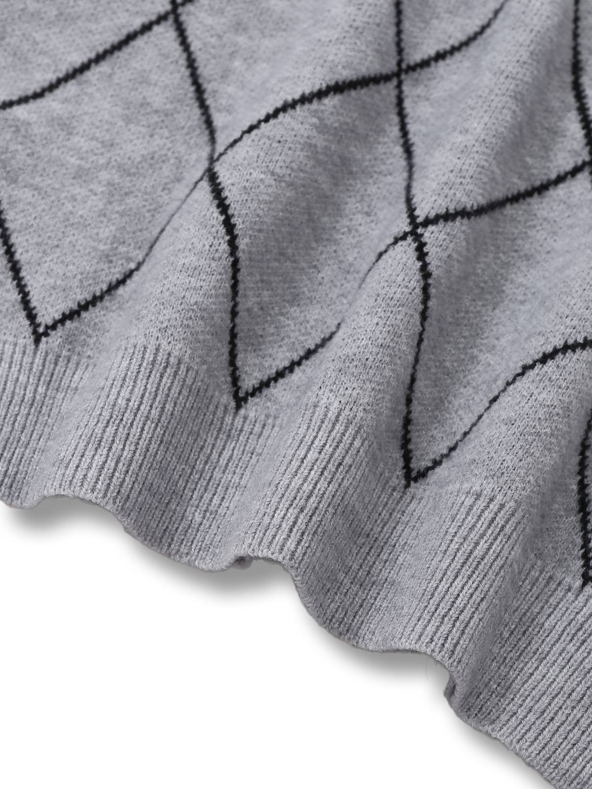 Grau 1950er Rundhals Bogen Pullover - Image 6