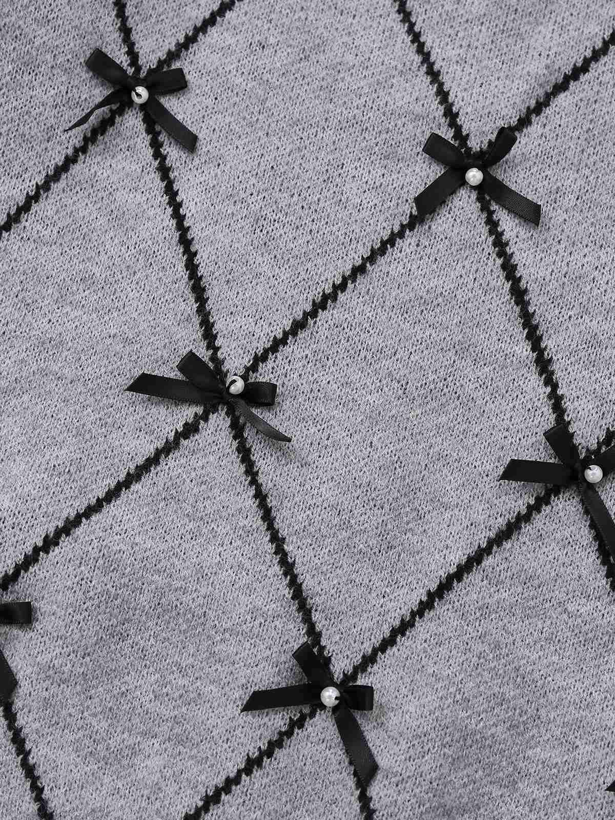 Grau 1950er Rundhals Bogen Pullover - Image 7