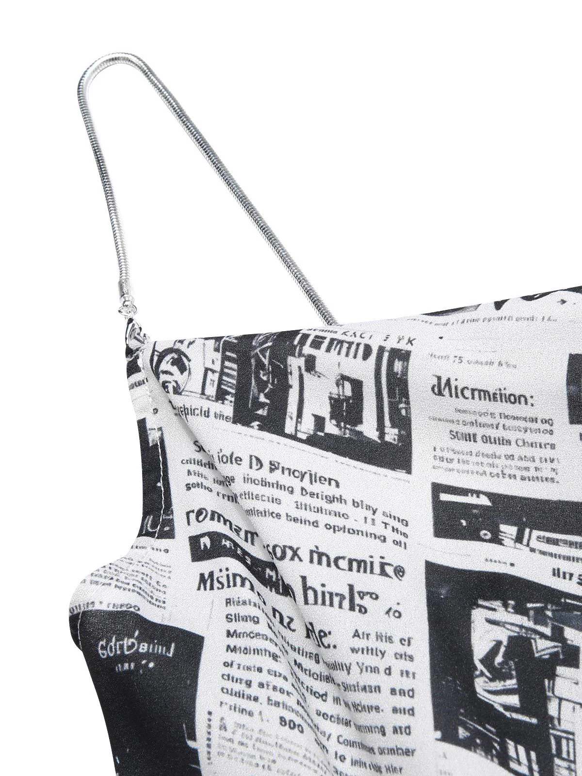 Grau 1970er Spaghetti Träger Zeitung Kleid - Image 5