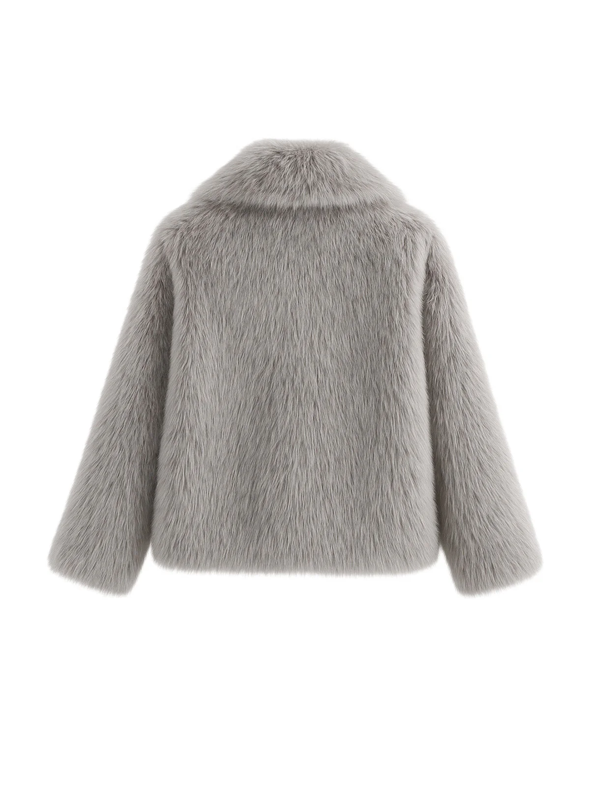 Grau 1980er Kunstpelz Kurzer Jacke - Image 2