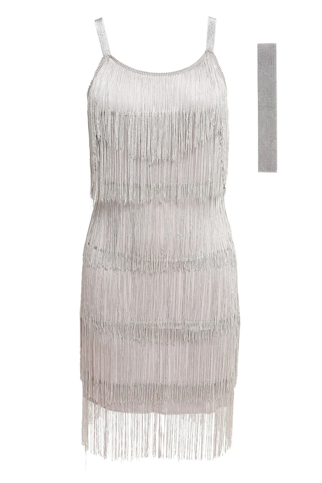 GRAU 1920ER FRINGE GROßE GATSBY KLEID MIT GÜRTEL - Image 2