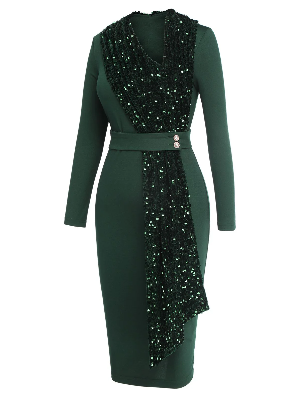 Grün 1960er Glitzer Patchwork Gürtelkleid - Image 4