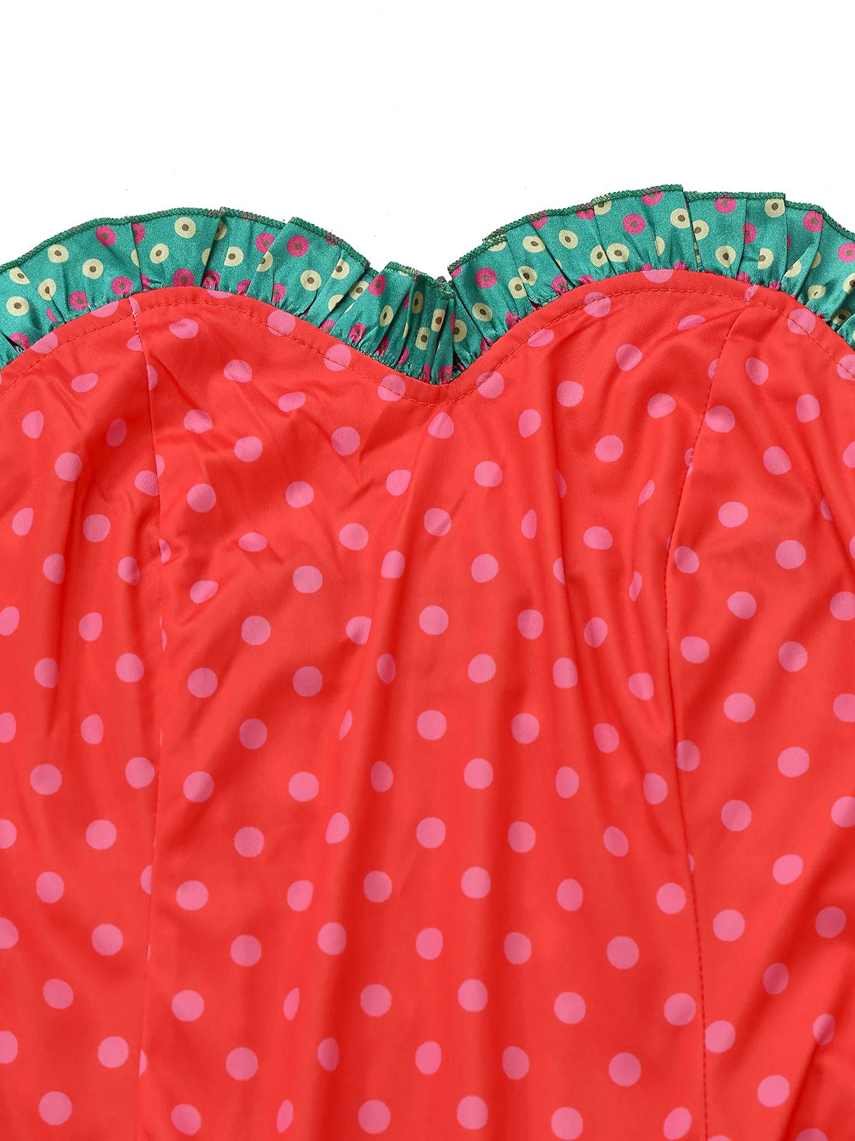 Grün 1930er Grinch Martha Cosplay Polka Dot Trägerlos Kleid - Image 5