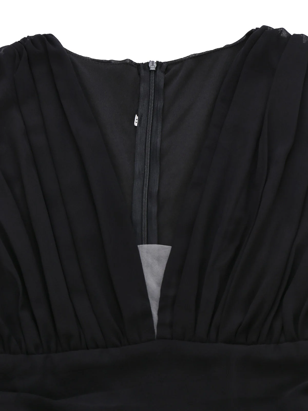 Grün 1930er Pailletten Tief V Tüll Ärmellos Kleid - Image 4