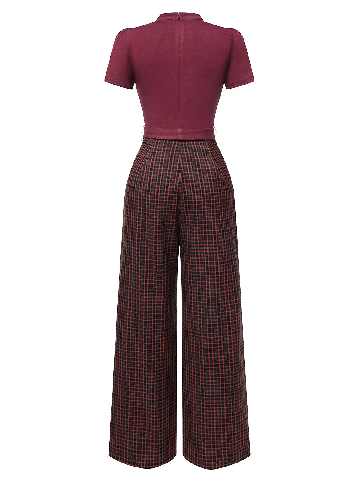 Grün 1930er Plaid Schlüssellochhals Jumpsuit - Image 12