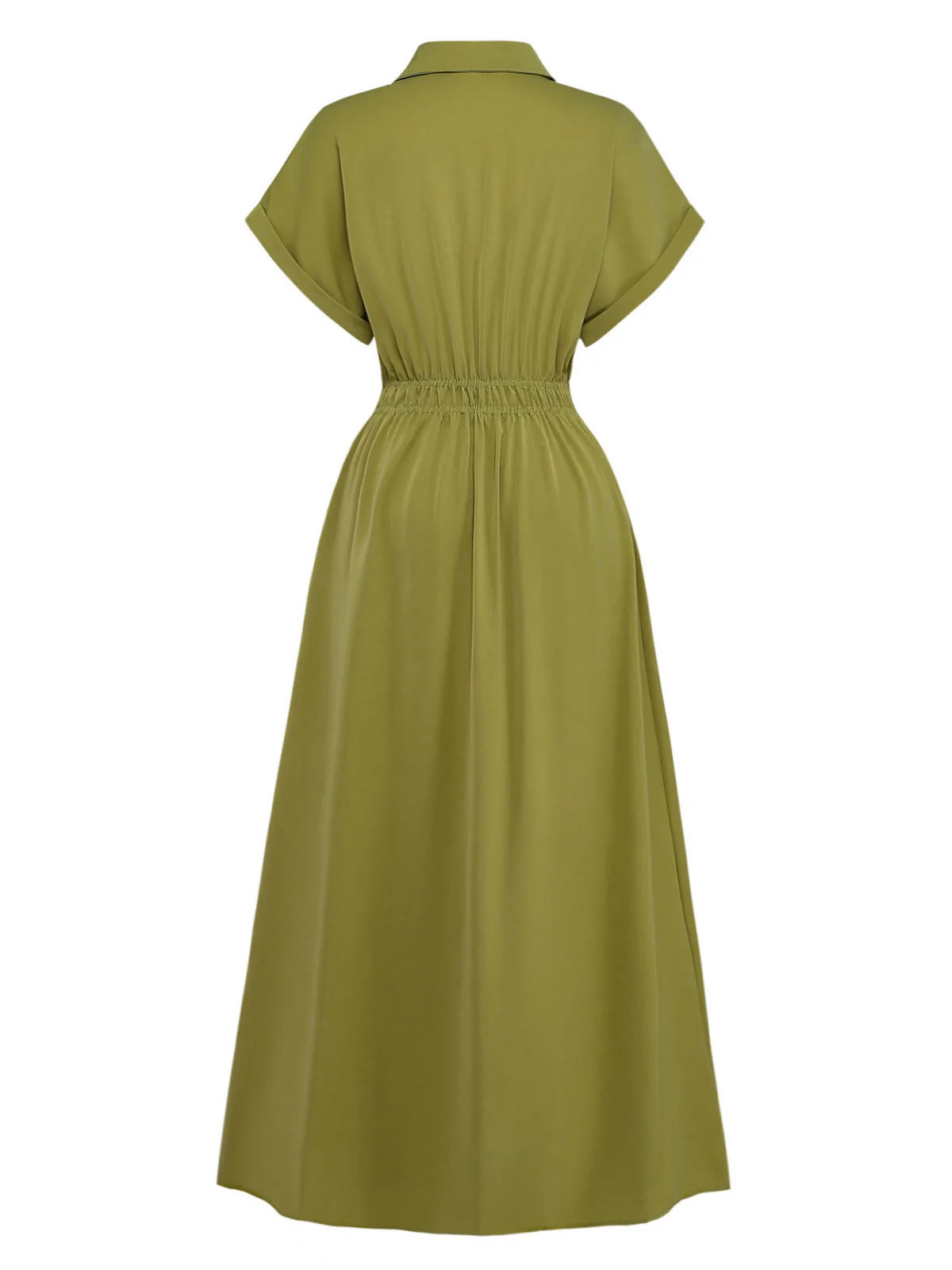 Grün 1930er Revers Einreihig Schlitz Hemd Kleid - Image 3