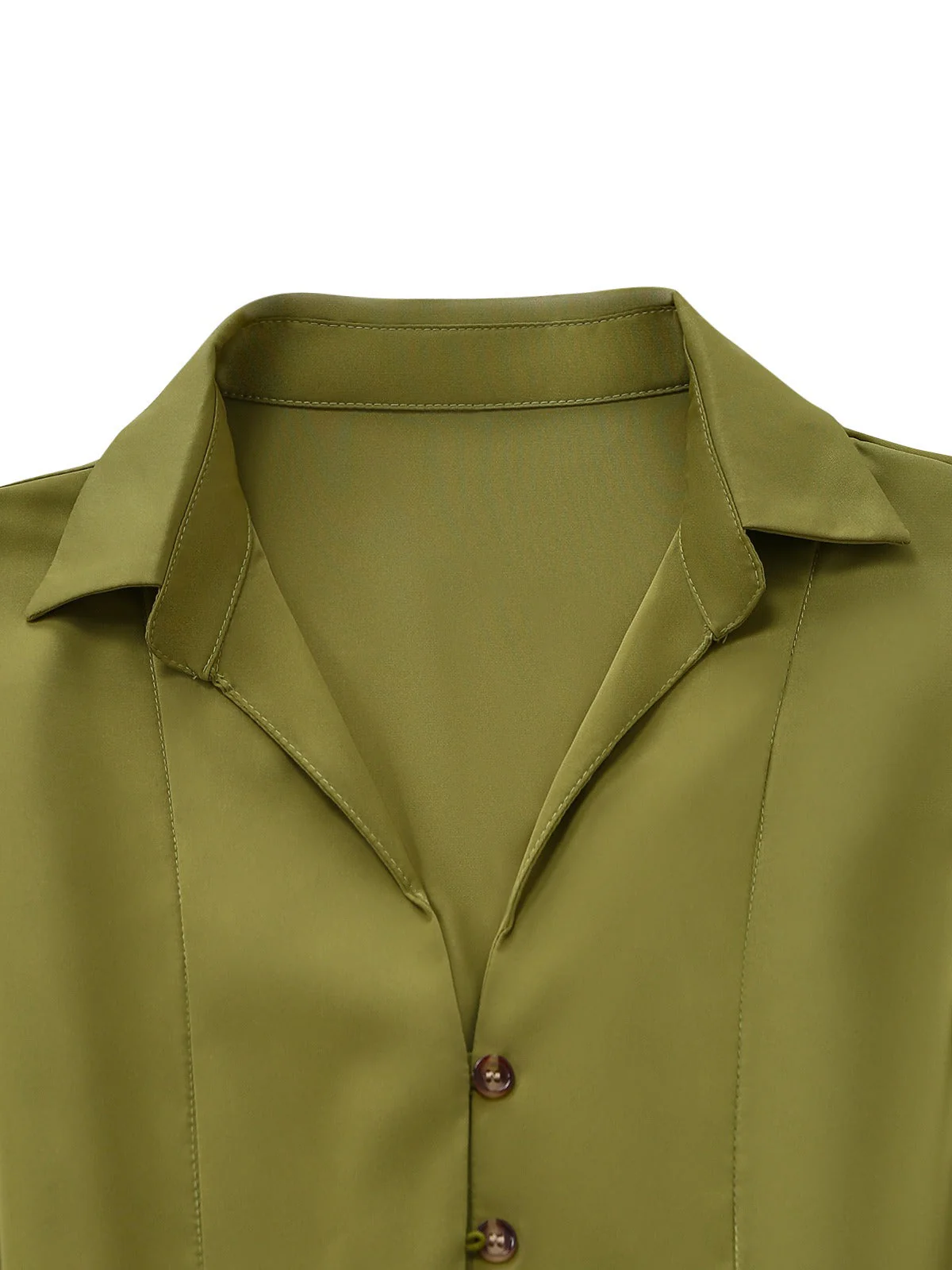 Grün 1930er Revers Einreihig Schlitz Hemd Kleid - Image 4