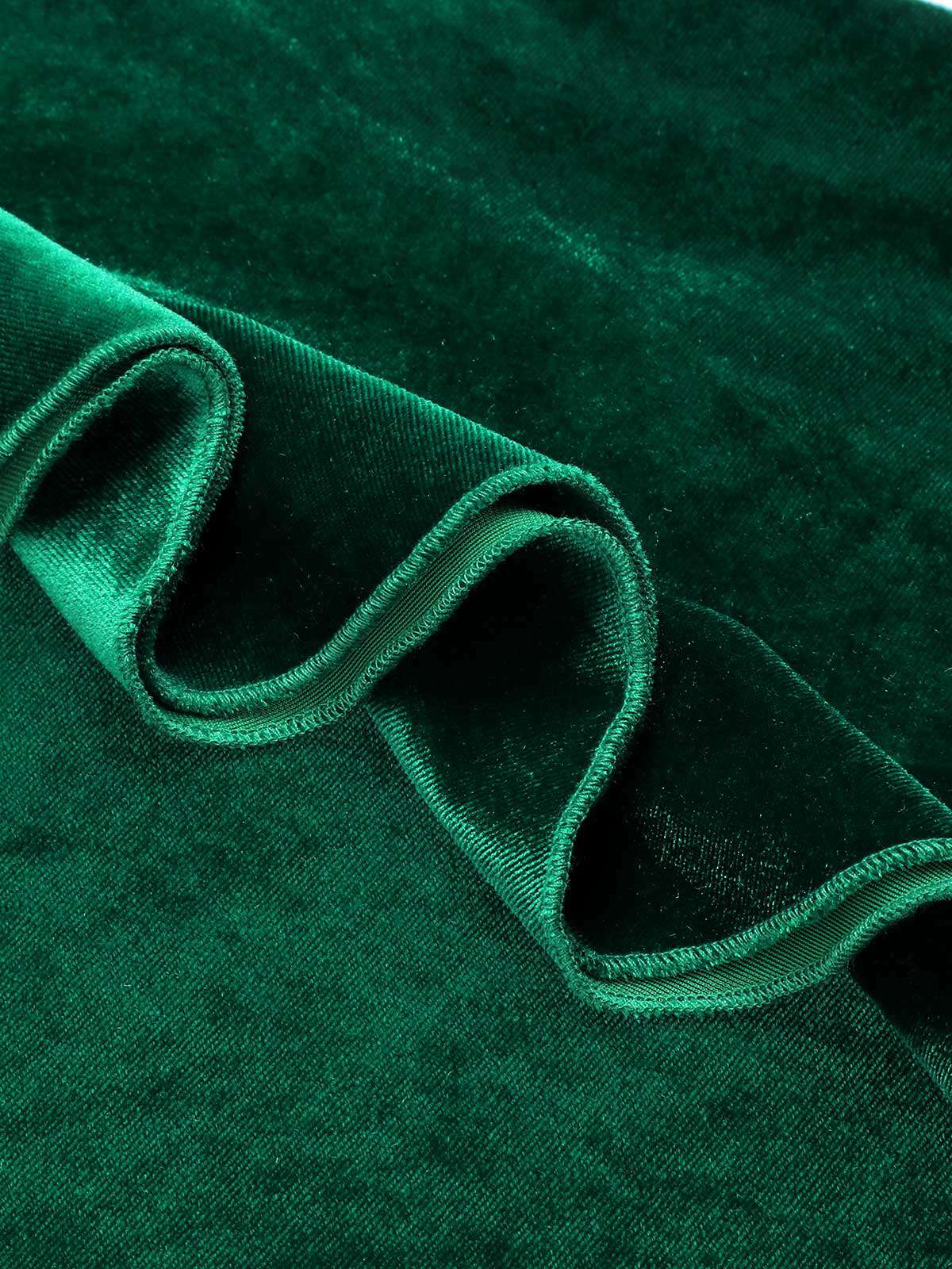 Grün 1930er Samt Off-Schulter Ruffle-Trim Meerjungfrauenkleid - Image 5